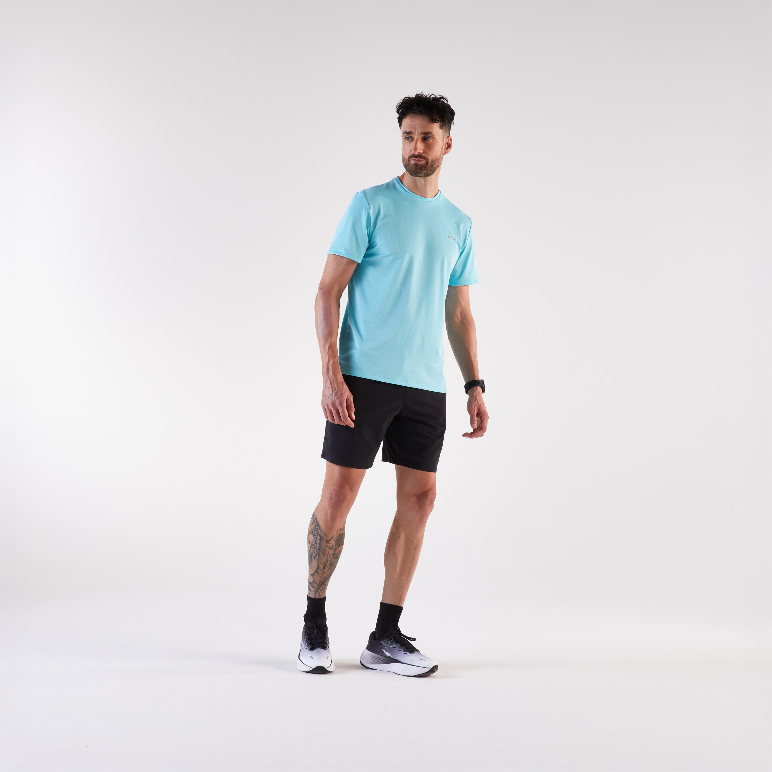 T-Shirt Running Herren, Kiprun Run 500 Blau 8/13