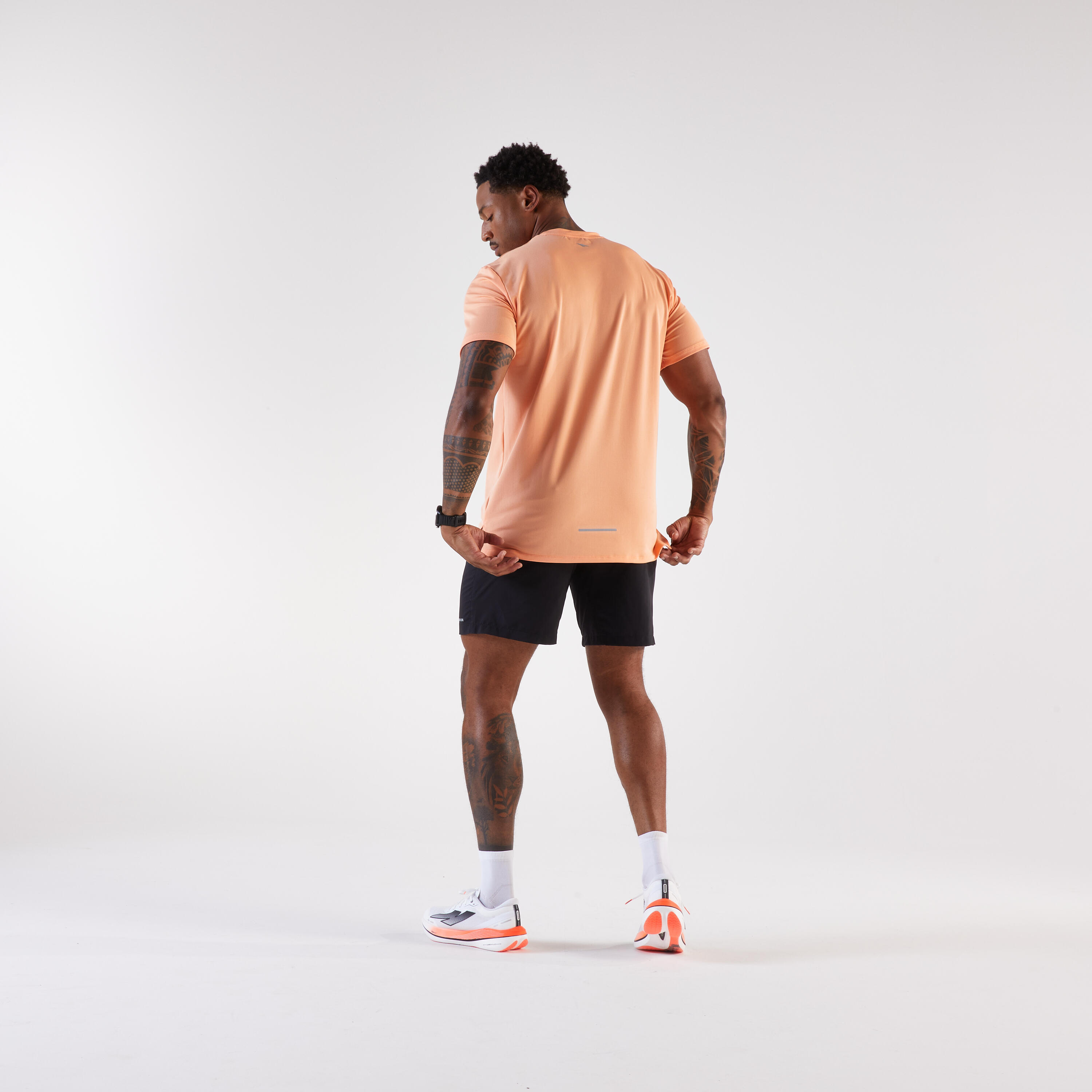 Atmungsaktives Lauf-T-Shirt Herren Kiprun Run 500 Dry Orange 7/8