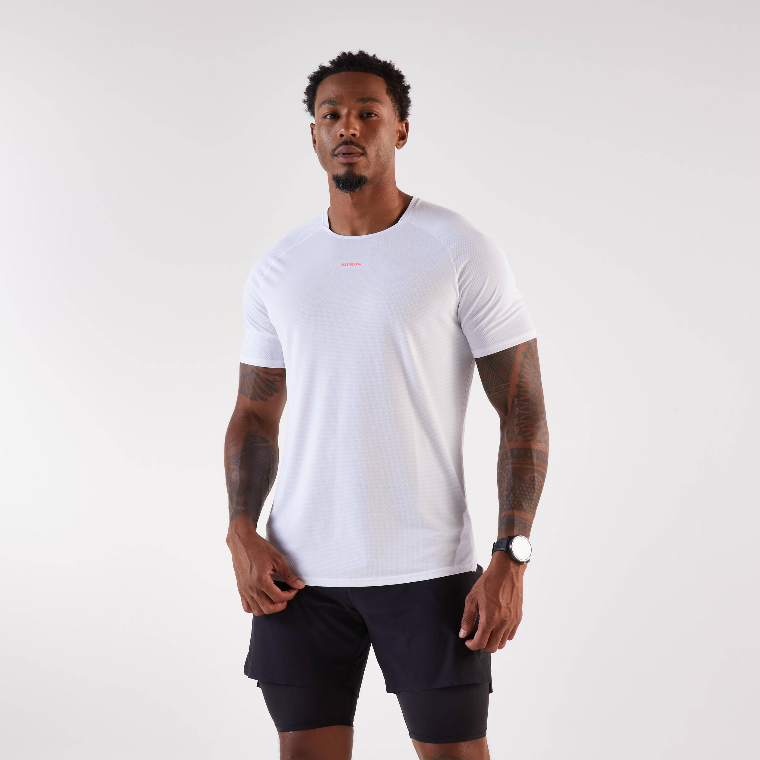 Men's trail running T-shirt, Kiprun Run 500 white