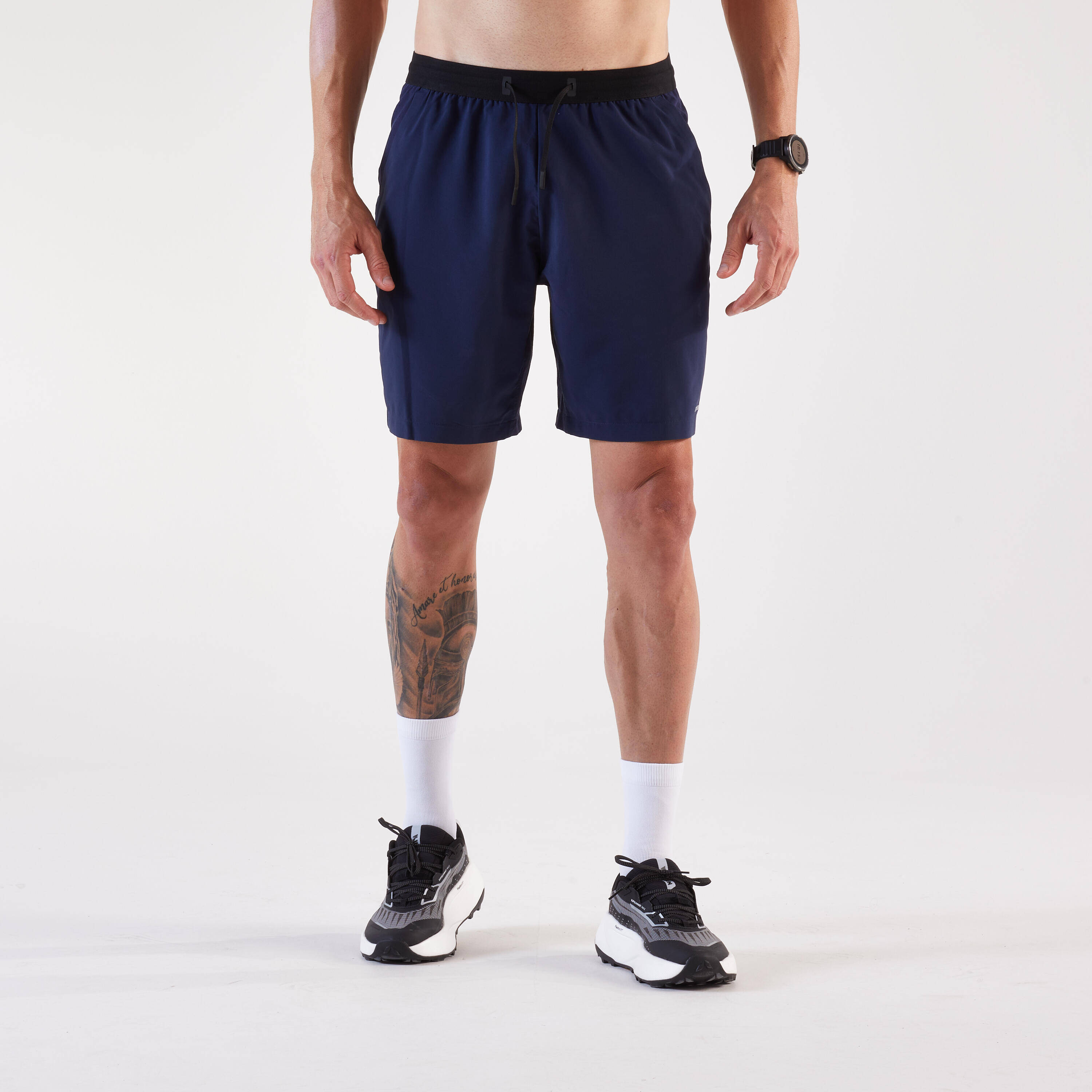 Men's Running Shorts-KIPRUN Run 500 Dry-Steel blue -  1