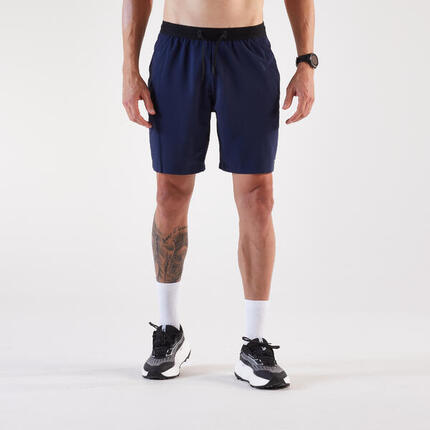 Short de running homme - kiprun run 500 dry bleu noir