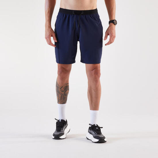 Short de running Homme - KIPRUN Run 500 Dry bleu acier