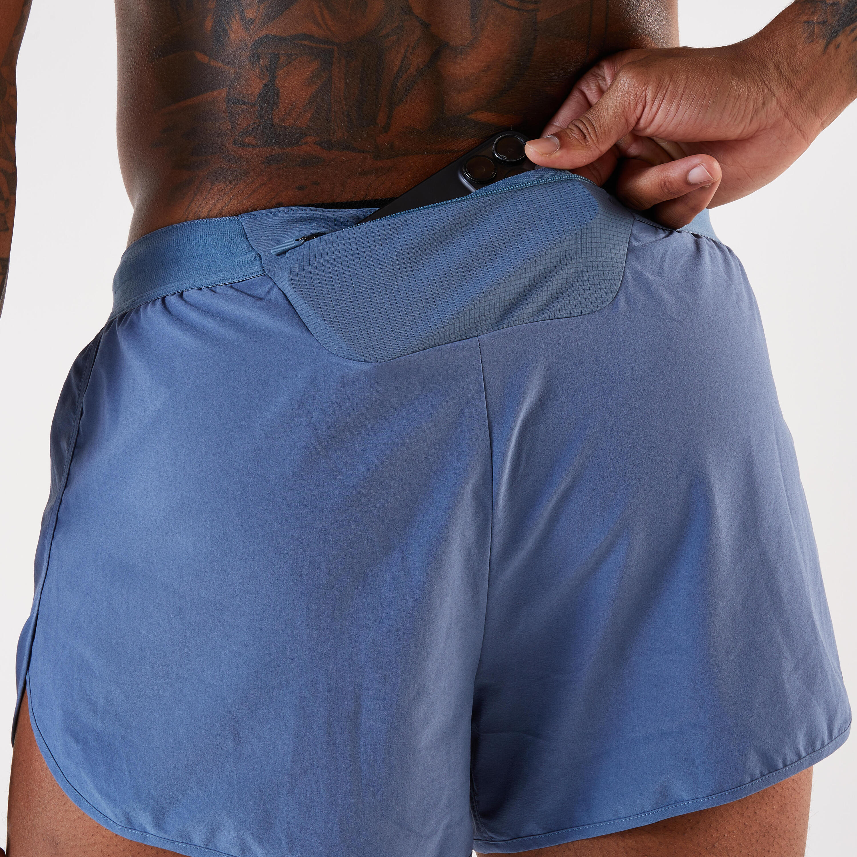 Pantalón corto running Hombre - KIPRUN Run 500 Confort Split azul oscuro 5/5