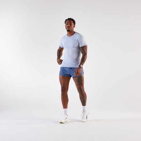 Футболка чоловіча Kiprun Run для бігу безшовна світло-сіра