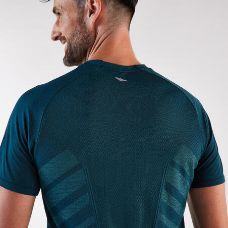 Футболка чоловіча RUN 500 для бігу безшовна темно-бірюзова