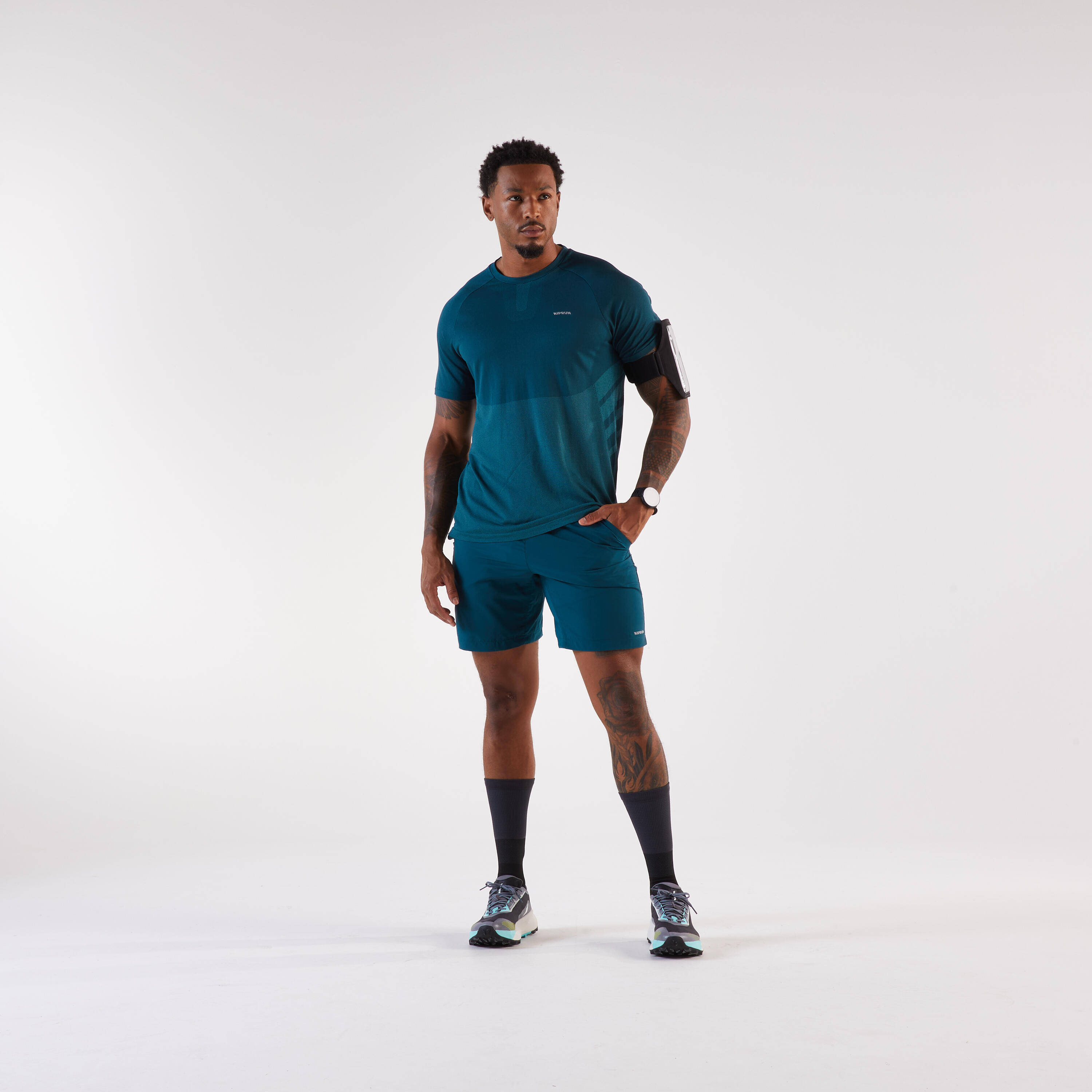 Men's Running Shorts-KIPRUN Run 500 Dry-Duck blue -  3
