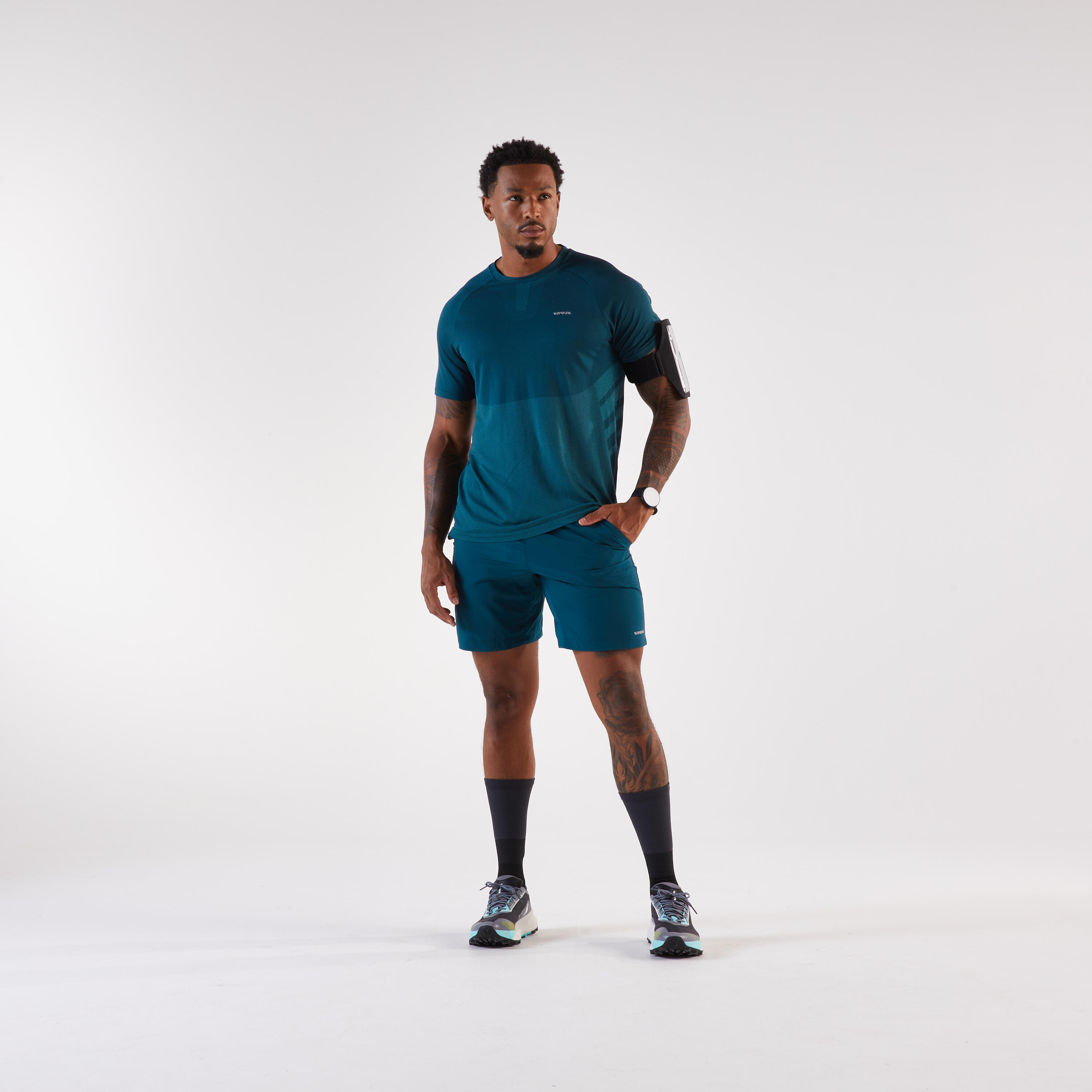 Short de course respirant homme, Run 500 Dry 3/8