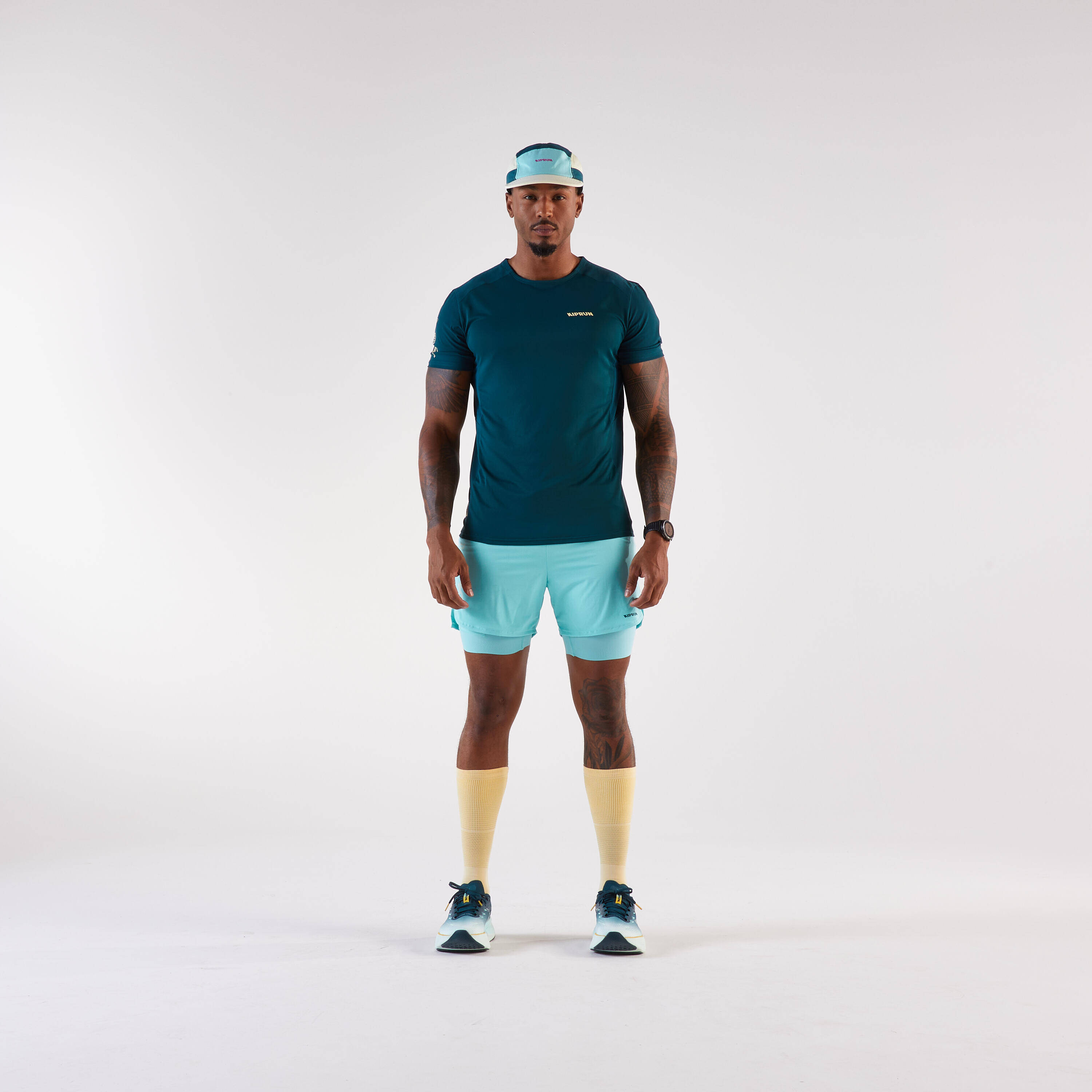 Men's 2 in 1 running shorts, Kiprun Run 500 Comfort - Blue -  3