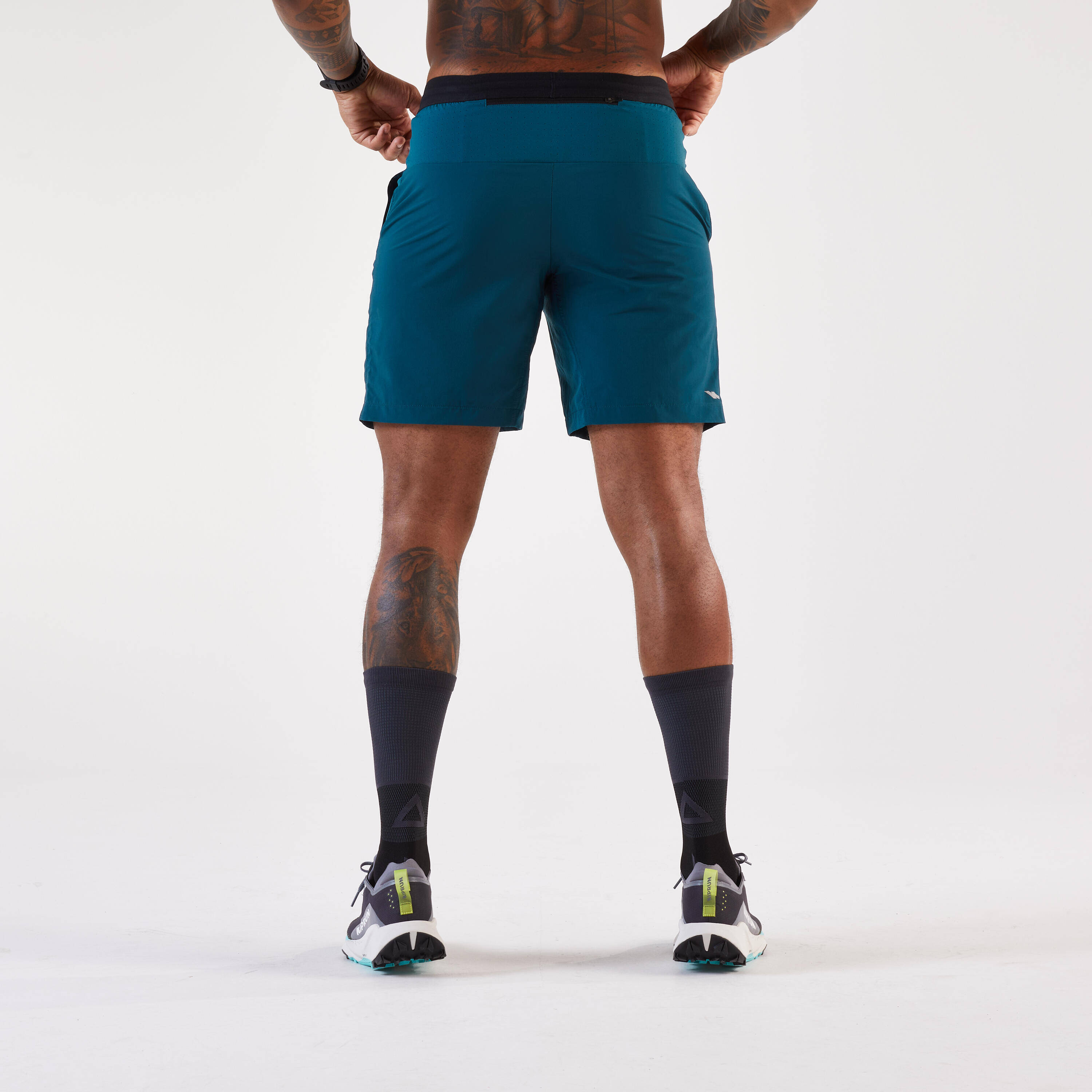 Men's Running Shorts-KIPRUN Run 500 Dry-Duck blue -  2