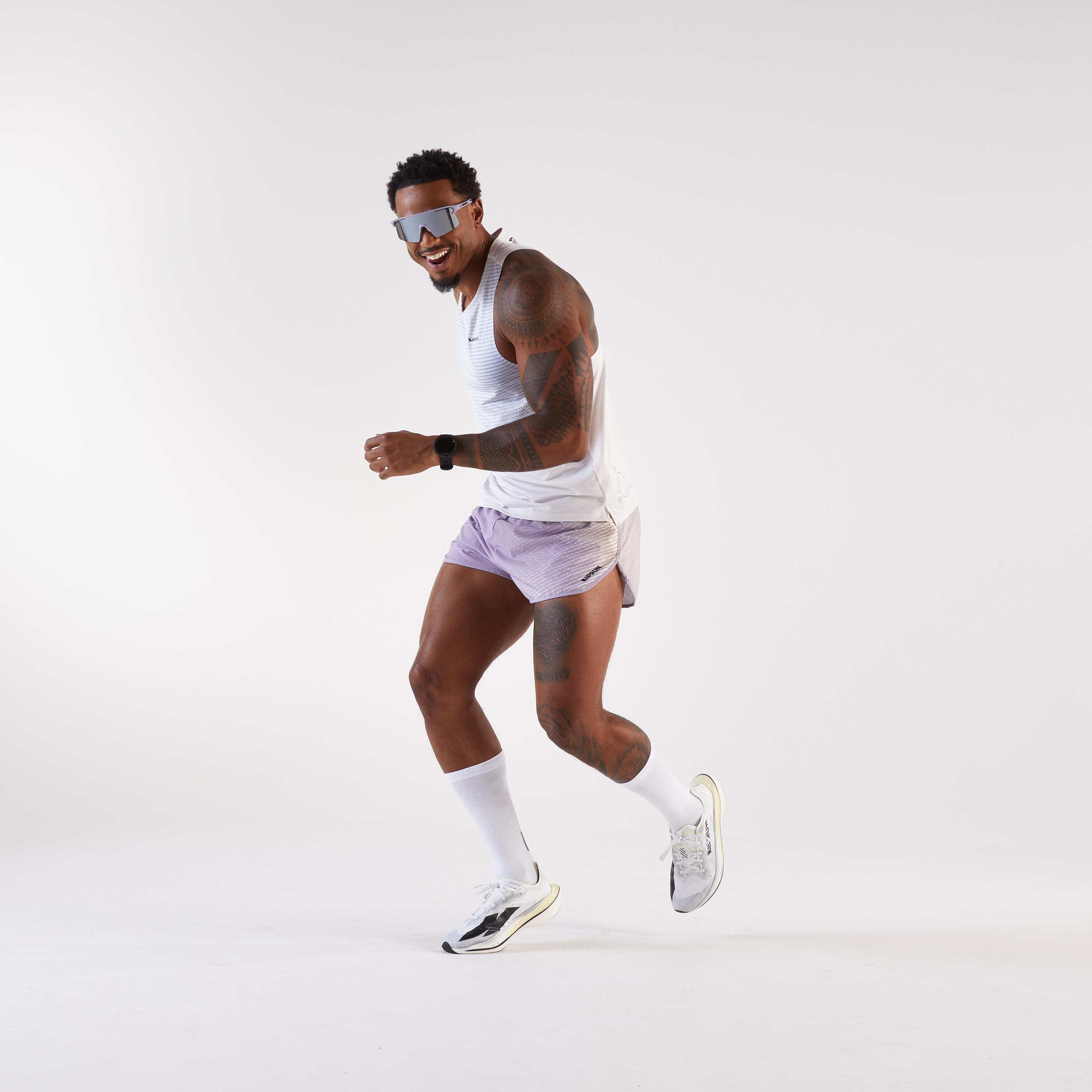 Short de course homme, Run 500 Confort Split 10/16