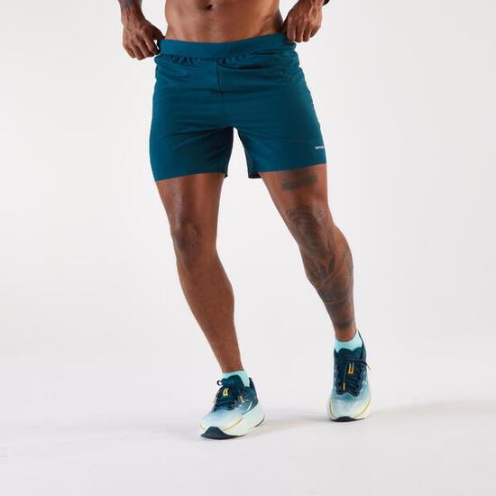 Short de running Homme - KIPRUN Run 500 Confort bleu canard