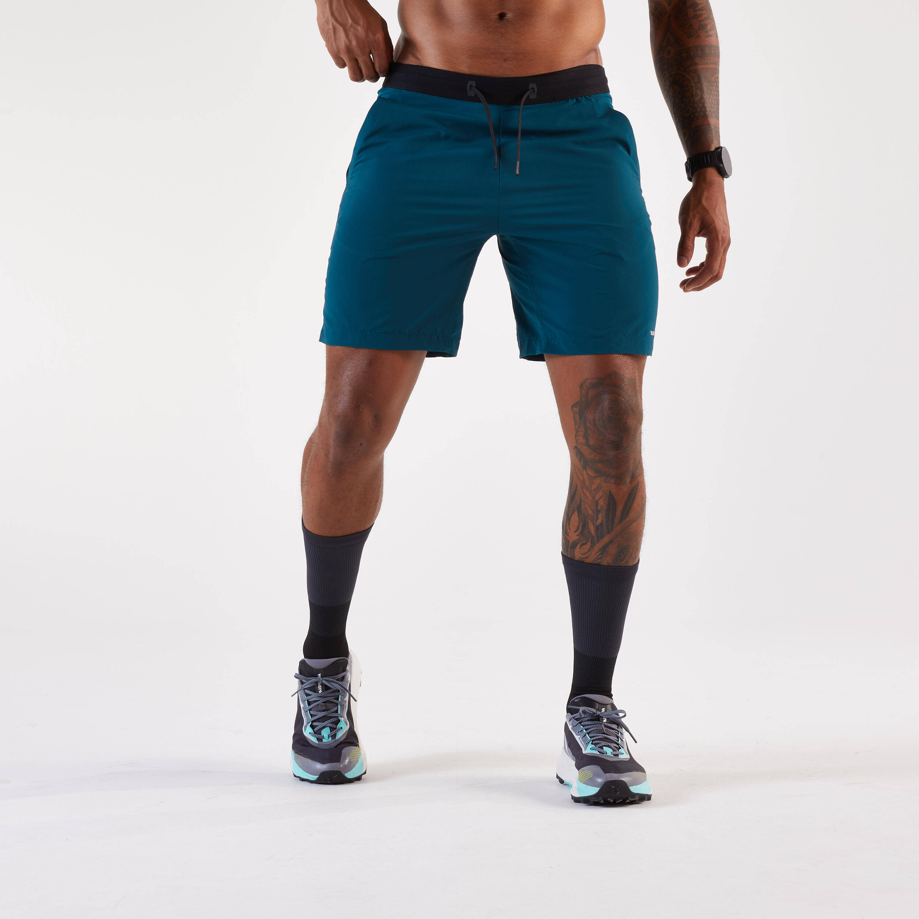 Men's Running Shorts-KIPRUN Run 500 Dry-Duck blue -  1