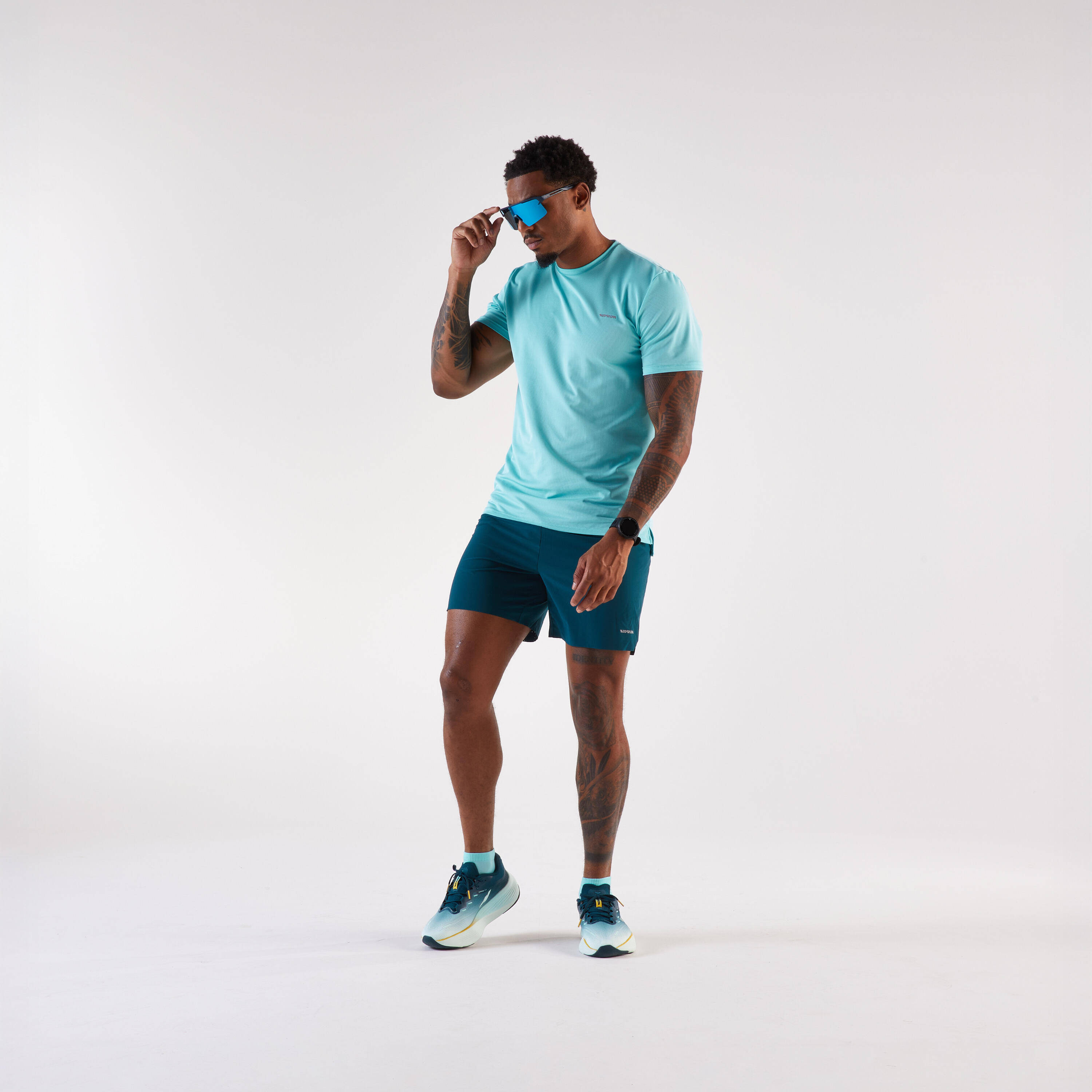Men's running shorts - KIPRUN Run 500 Comfort - Teal -  2