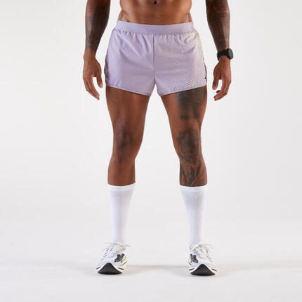 Short de running Homme - KIPRUN Run 500 Confort Split bleu foncé