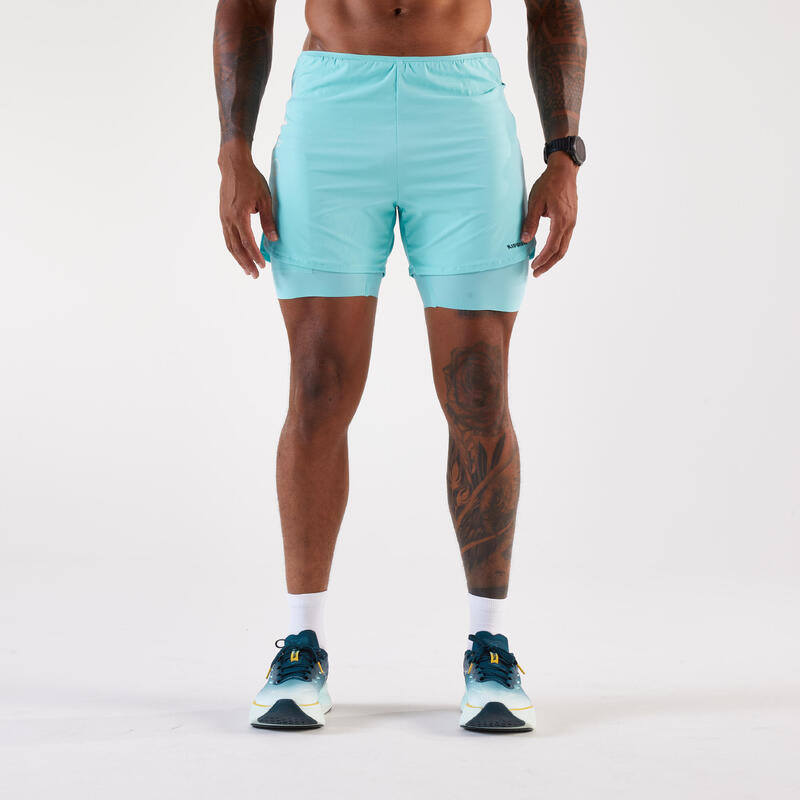 Férfi futó rövidnadrág, 2 az 1-ben - Run 500 Confort 