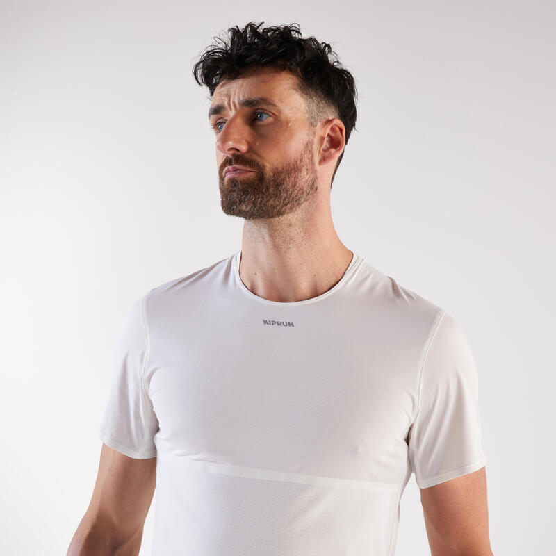 Tricou de alergare pe distanțe lungi,Kiprun run 900 Alb Bărbați