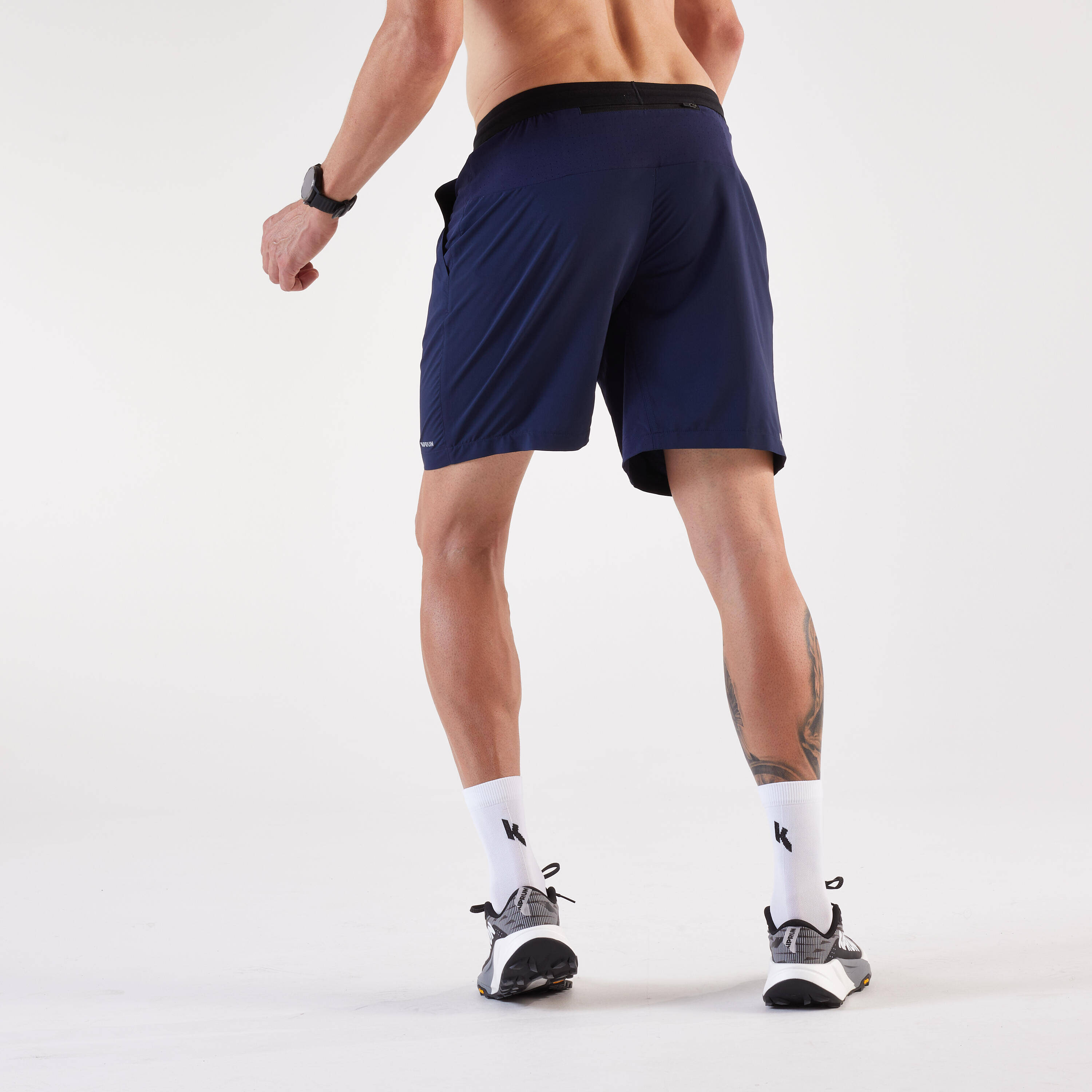 Men's Running Shorts-KIPRUN Run 500 Dry-Steel blue -  4