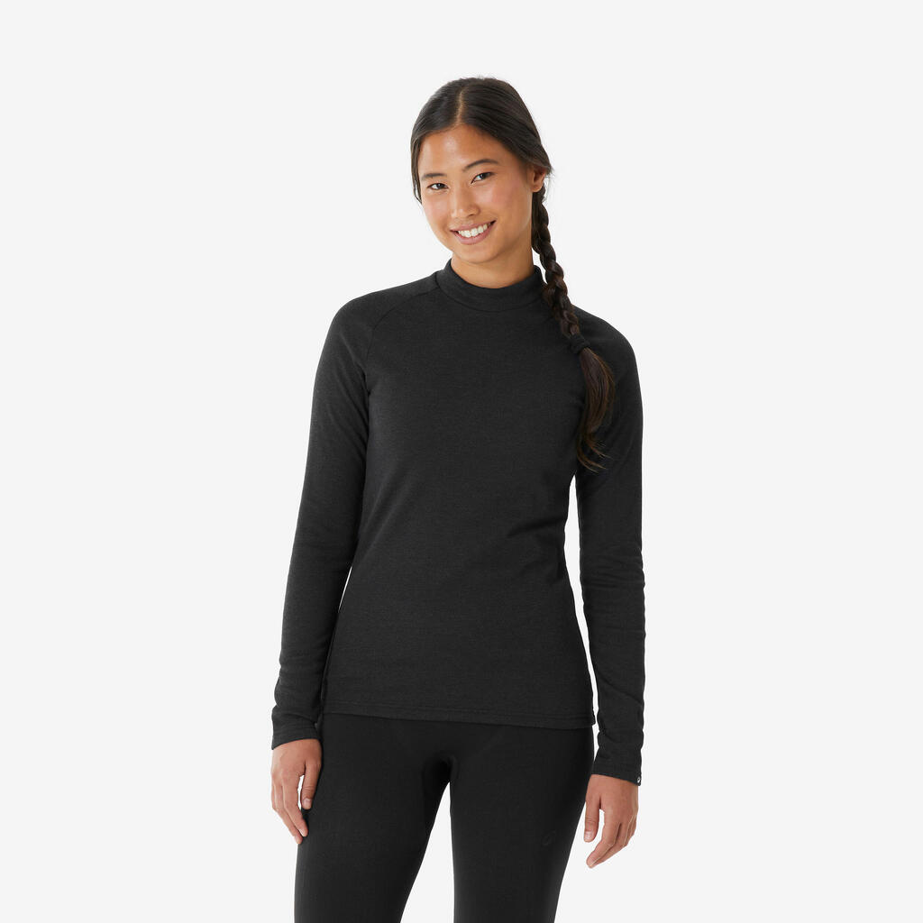 Sous-vêtement thermique de ski chaud et confort femme, BL100 haut Noir