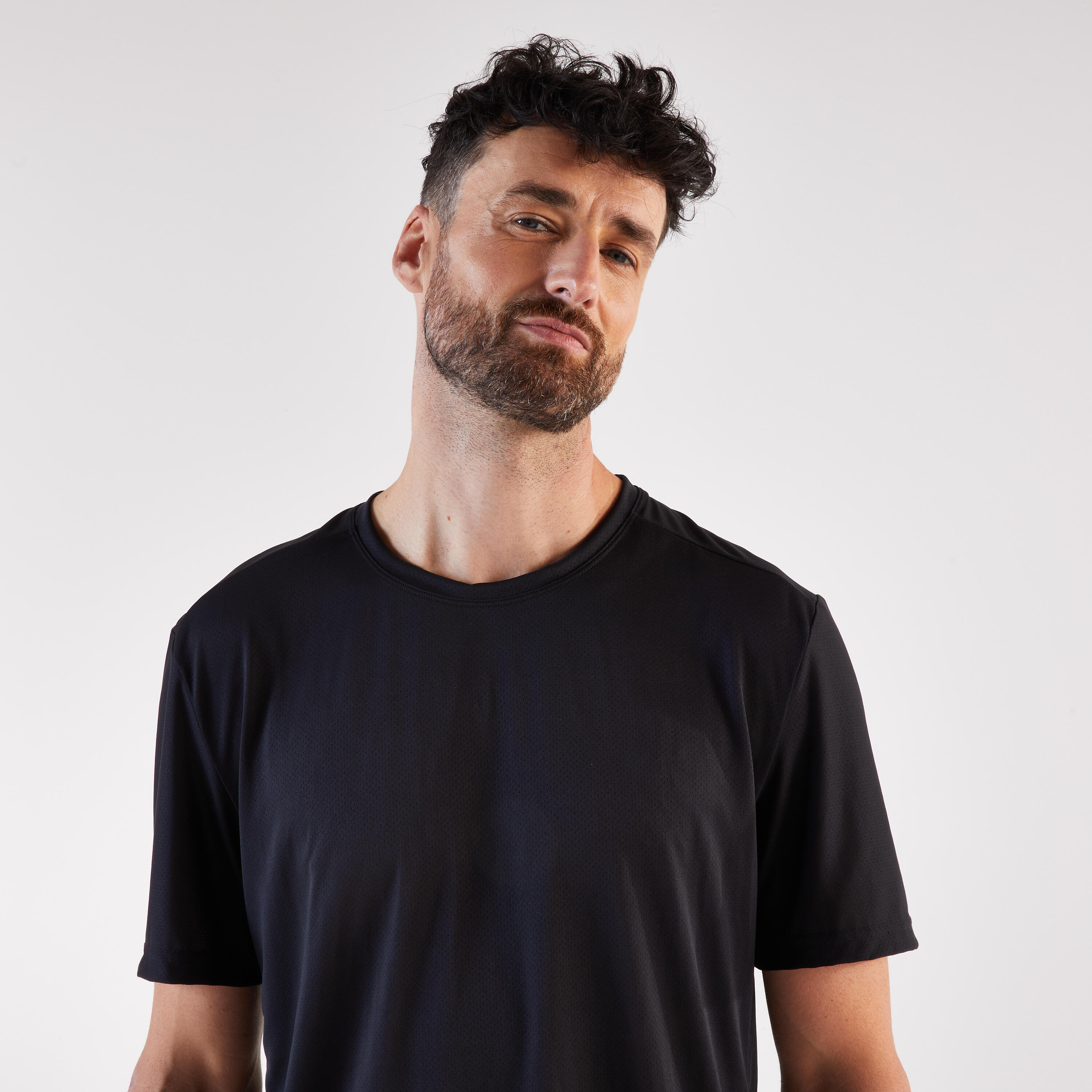 T-shirt de course homme, 100 noir 4/6