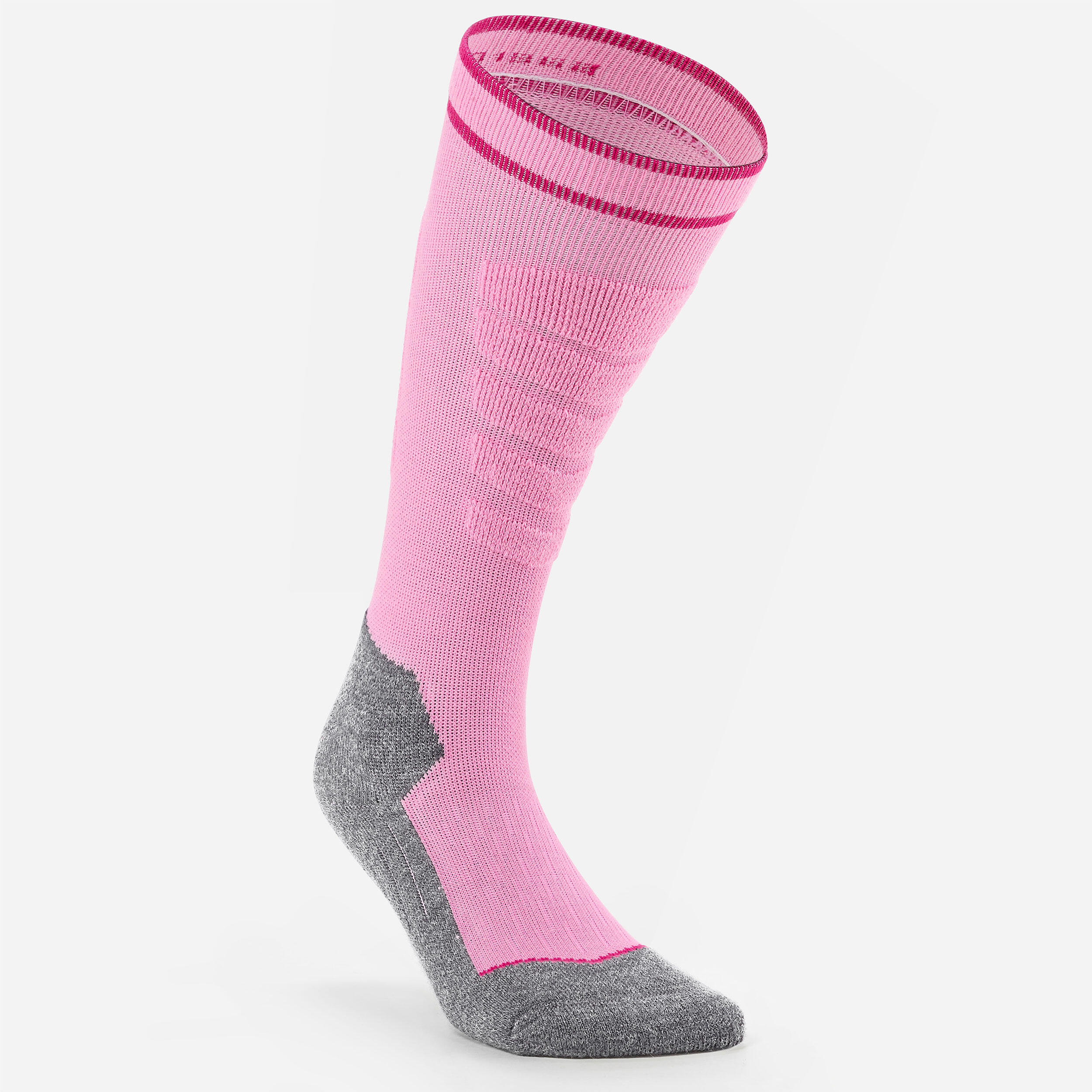 Chaussettes de ski et de planche à neige enfant – 100 rose 2/9