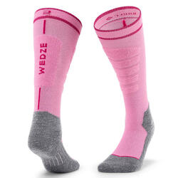CHAUSSETTES DE SKI ET SNOWBOARD ENFANT 100 - ROSE