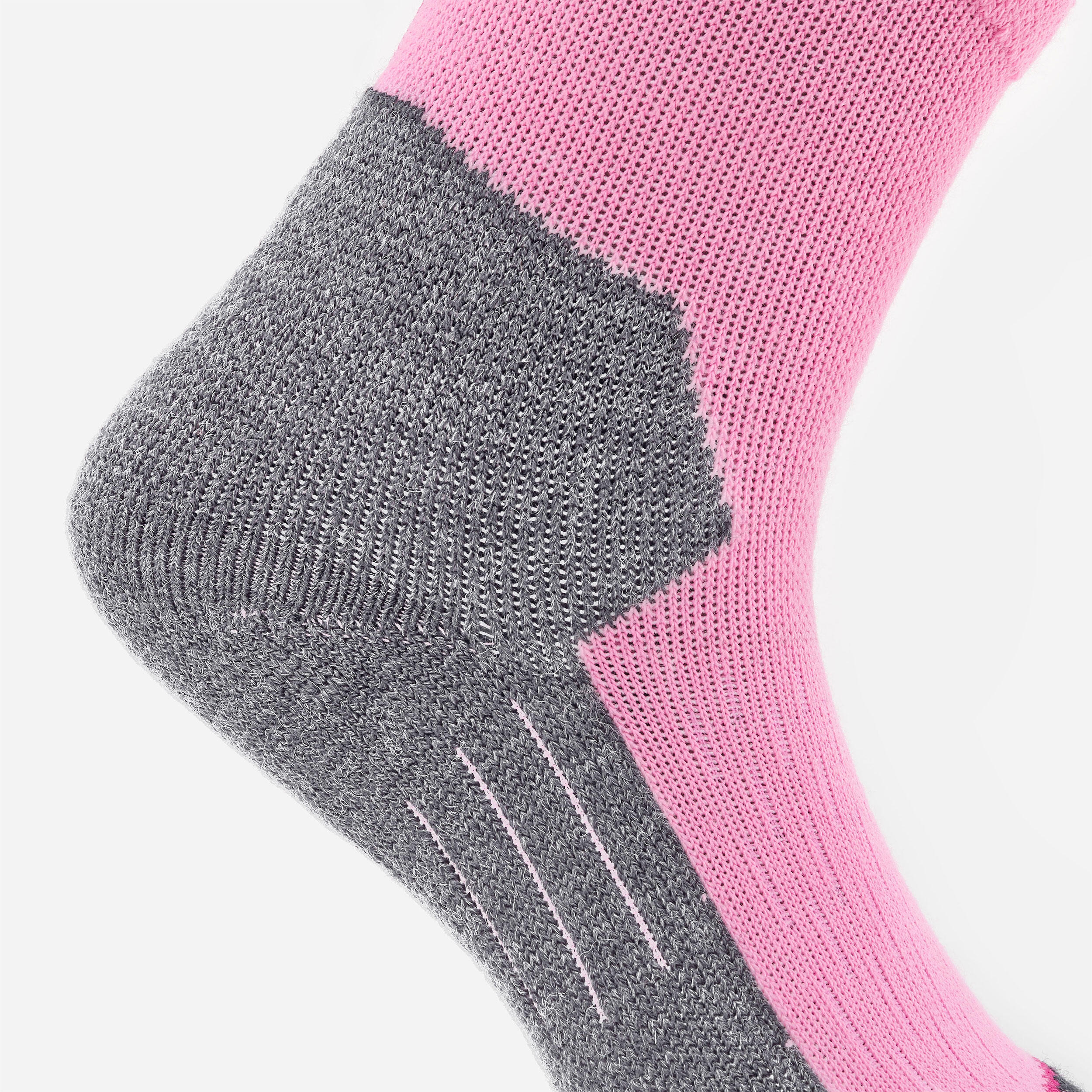Chaussettes de ski et de planche à neige enfant – 100 rose 8/9