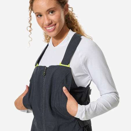 Напівкомбінезон жіночий 500 для вітрильного спорту темно-сірий