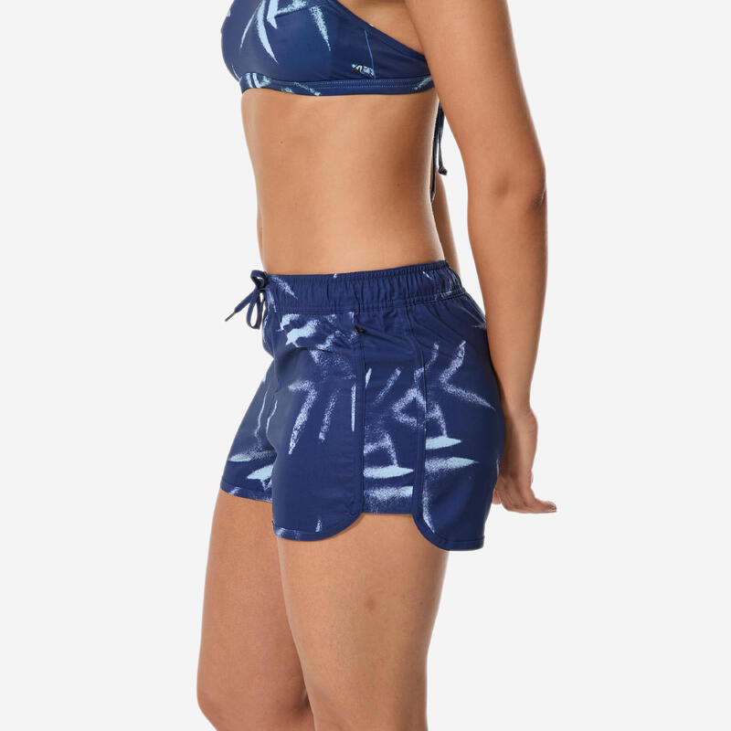 Kadın Kısa Deniz Şortu/Boardshort - Lacivert - Desenli - TINI
