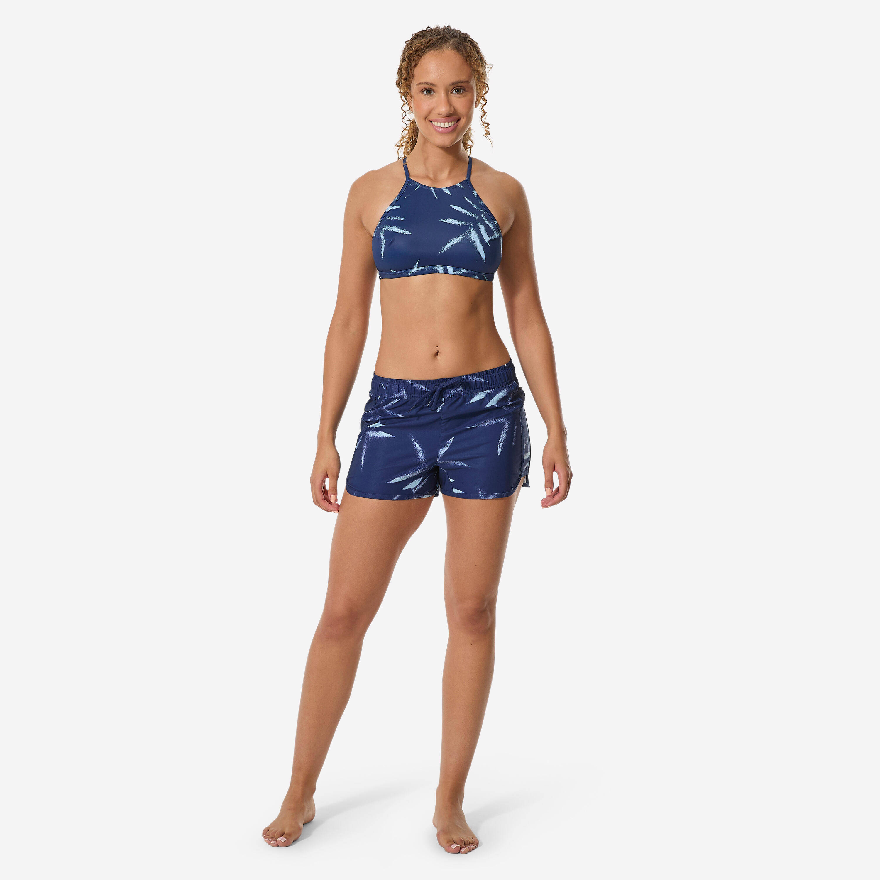 Women’s surfing swim shorts, Tini Bagheera navy blue -  3
