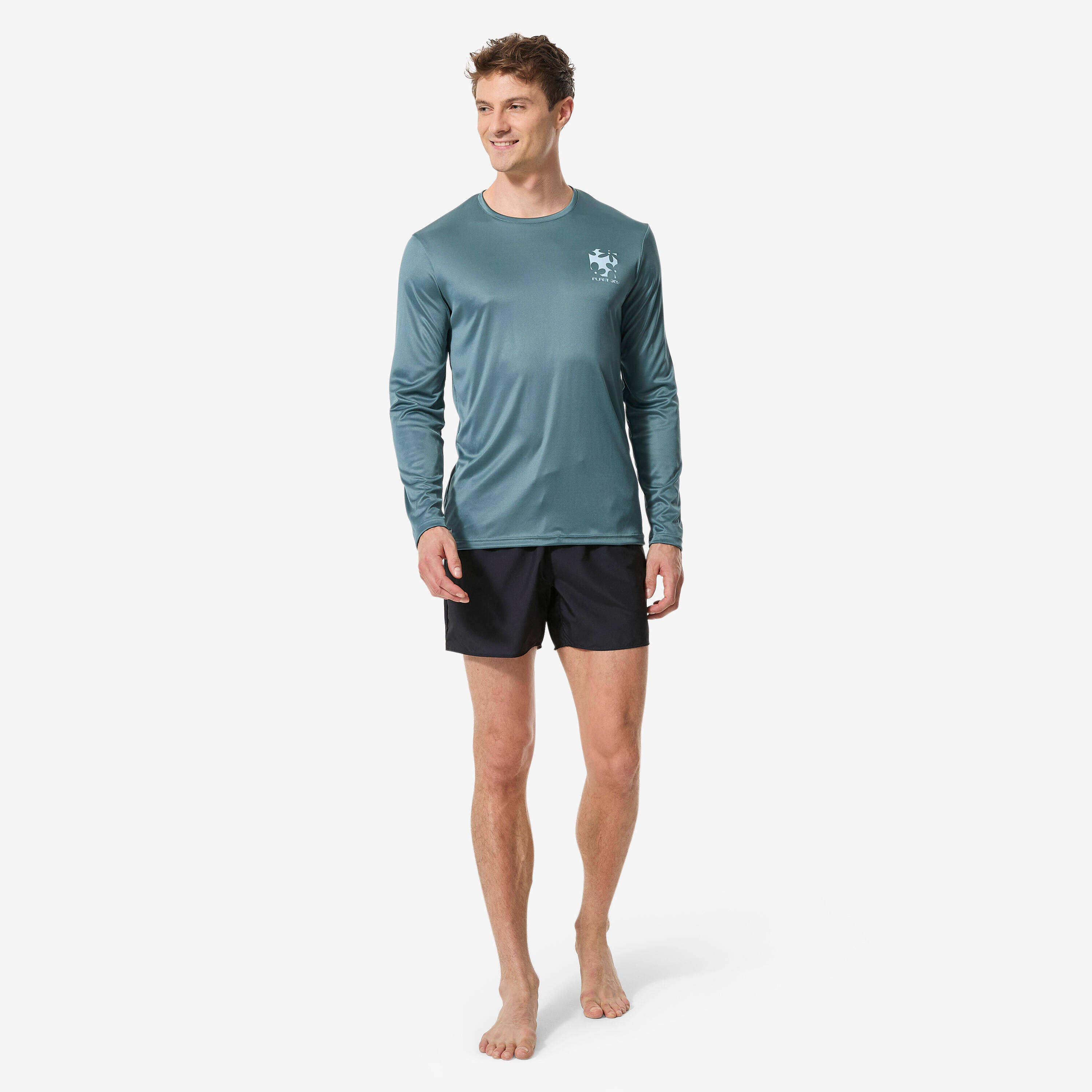 Men’s loose-fitting long-sleeved anti-UV surf t-shirt, Cutyflow grey -  4