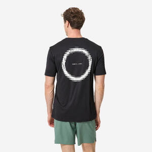 Camiseta protección solar Hombre manga corta UPF 50+ Negro Estampado