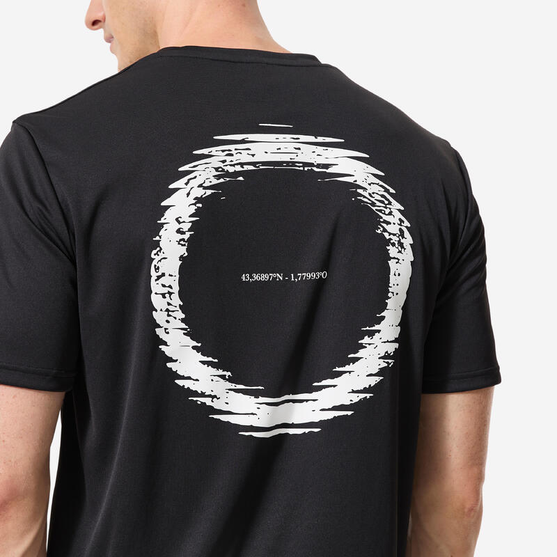Tricou anti-UV croială amplă Print Negru Bărbați