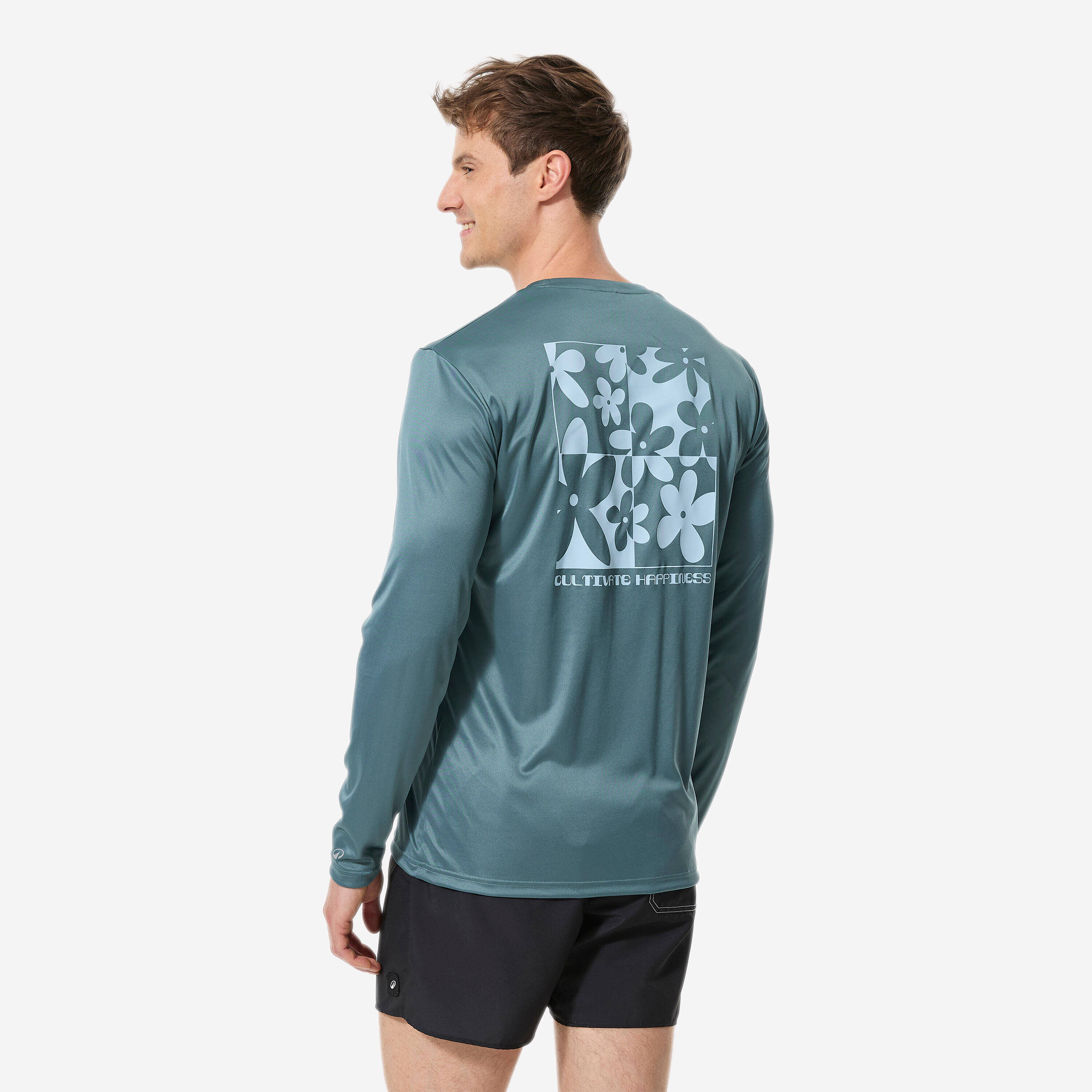 Men’s loose-fitting long-sleeved anti-UV surf t-shirt, Cutyflow grey -  1