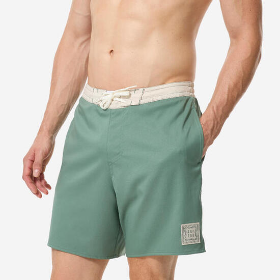 Boardshort surf short de bain mi-long 18" homme, 100 Amphi Trunk vert