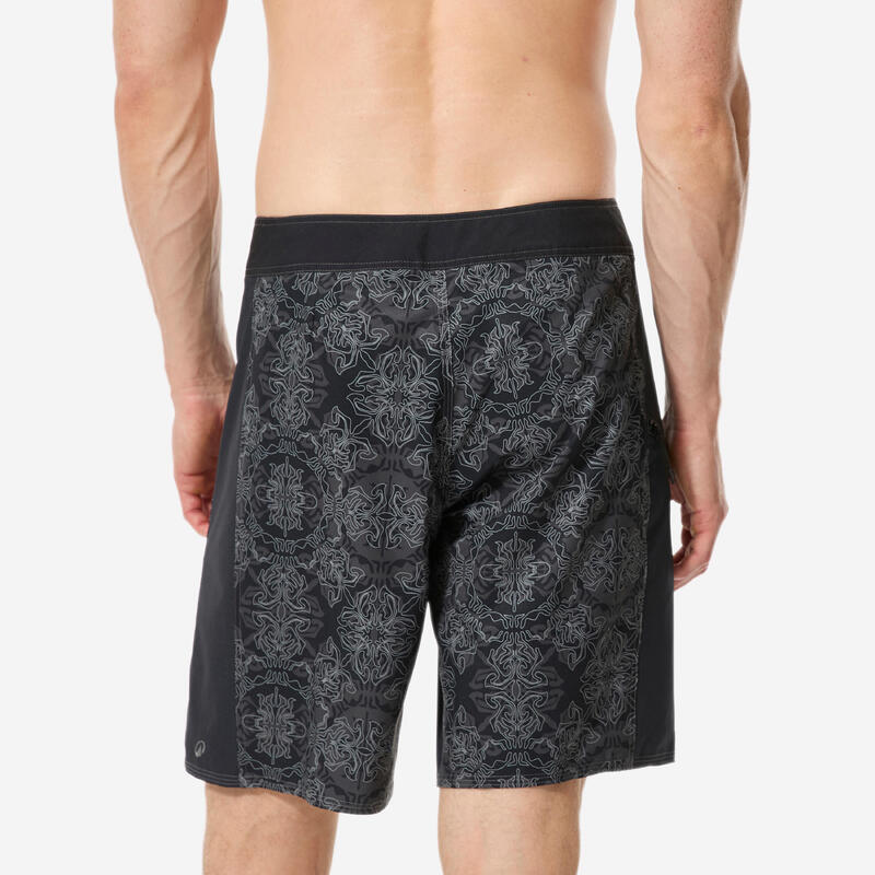 Erkek Uzun 19" Deniz Şortu/Boardshort - Gri - Desenli - 500 ARCH
