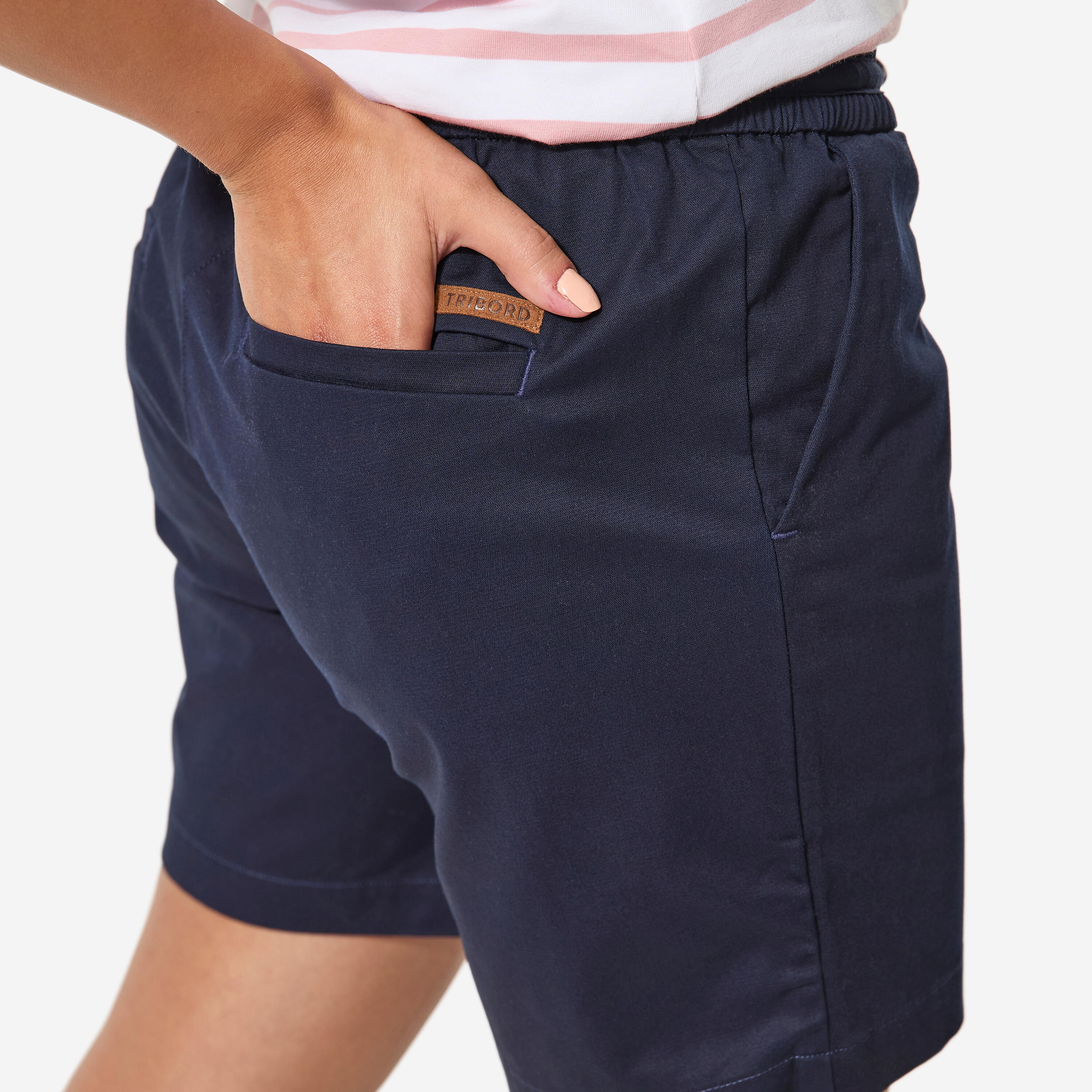Short de voile côtière femme Sailing 100 bleu marine 6/9