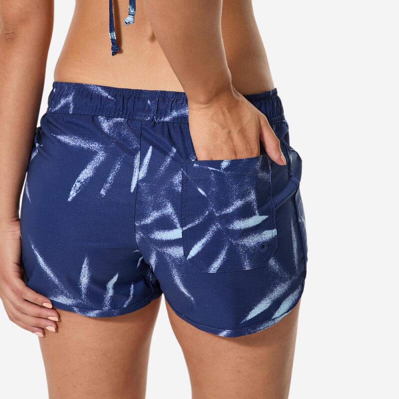 Kadın Kısa Deniz Şortu/Boardshort - Lacivert - Desenli - TINI