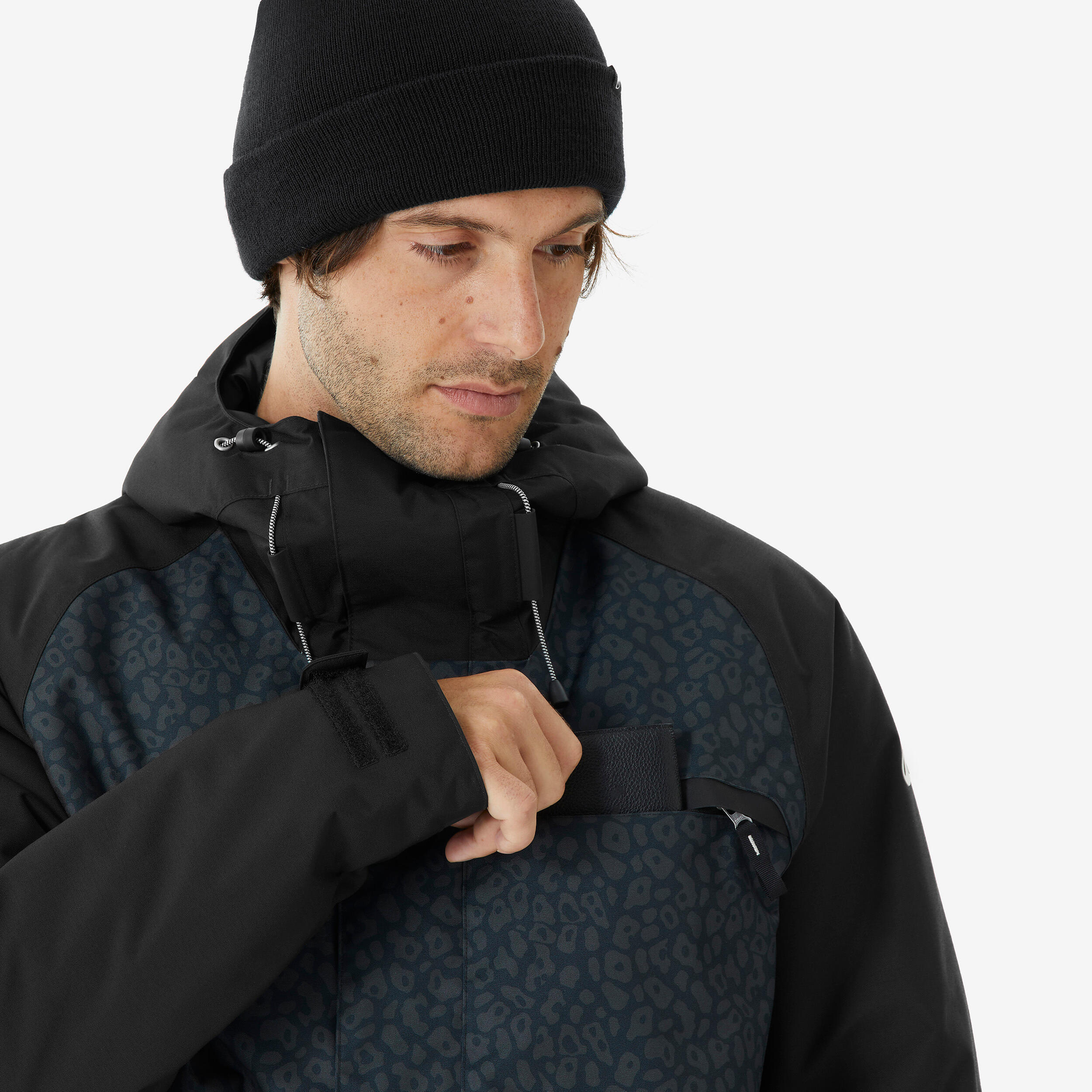 Veste de ski et snowboard longue et chaude homme, 500 long noir 10/11