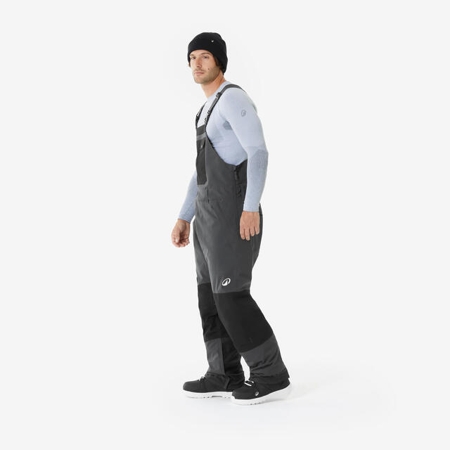 Snowboardhose Latzhose Erwachsene weit wasserdicht - snb 500 grau