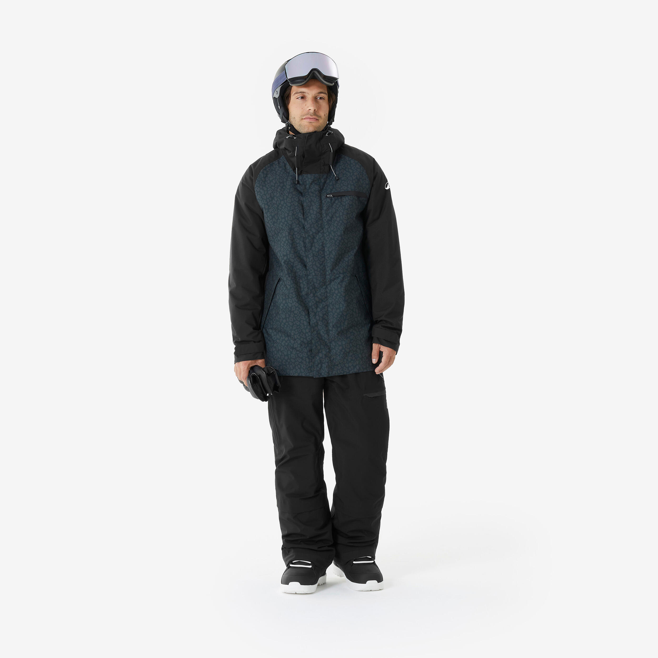 Veste de ski et snowboard longue et chaude homme, 500 long noir 2/11
