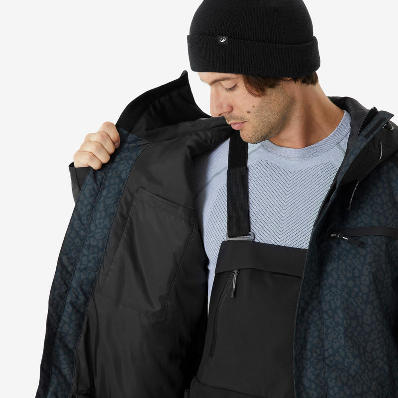 Geacă de schi și snowboard lungă și călduroasă 500 Negru Bărbați