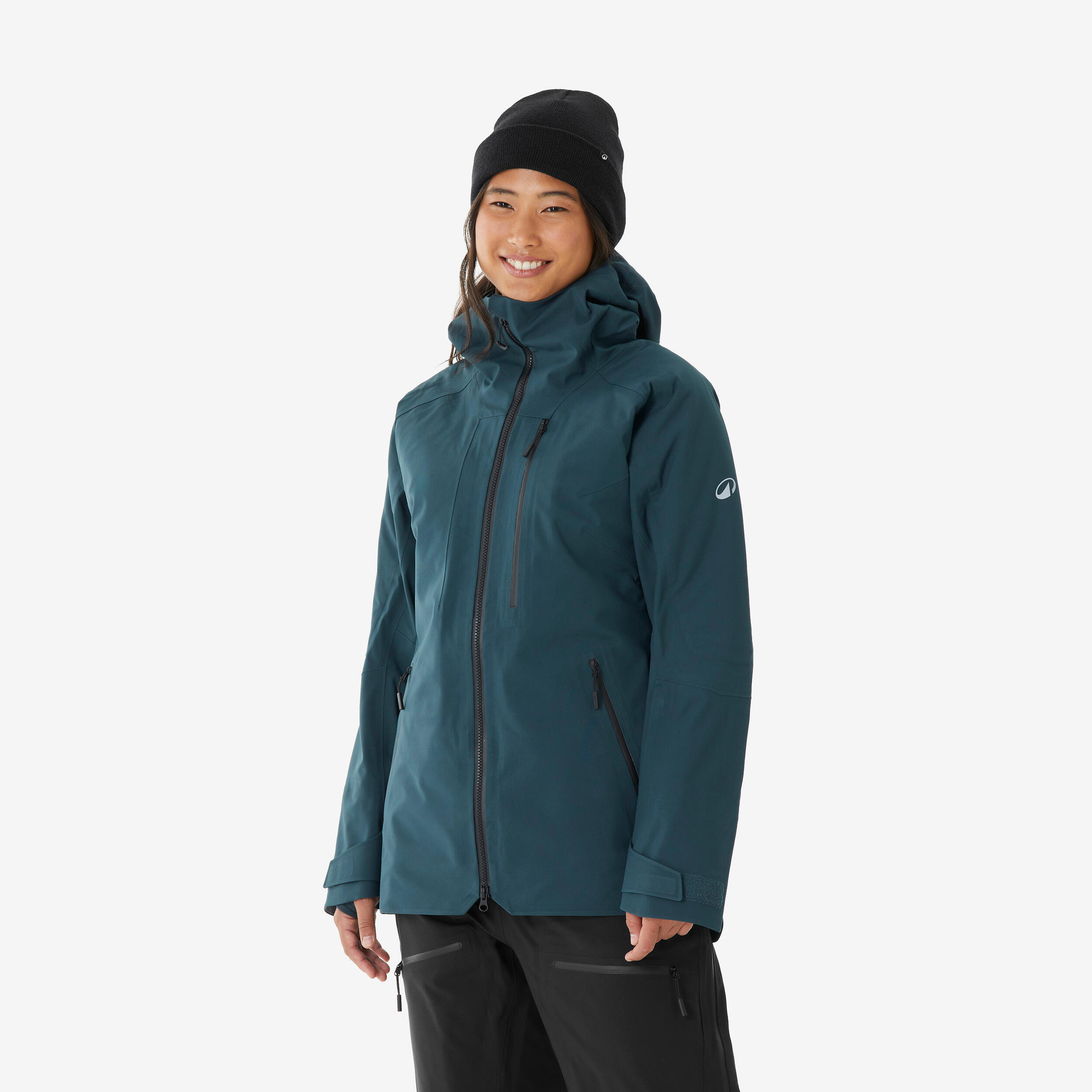 Casaco de ski e snowboard quente e respirável mulher, fr 500 verde pinho