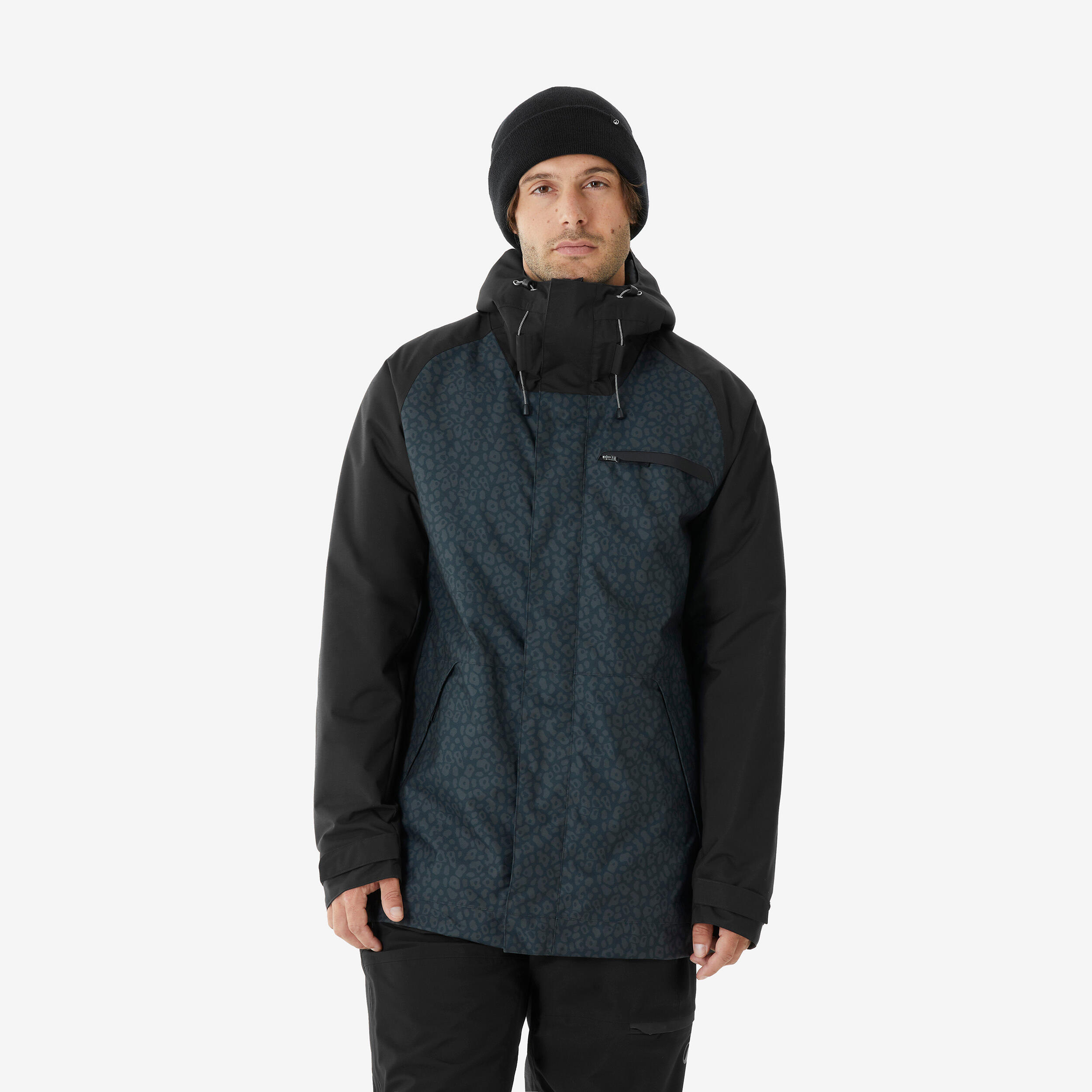 DREAMSCAPE Pánska dlhá lyžiarska/snowboardová bunda 500 čierna XS