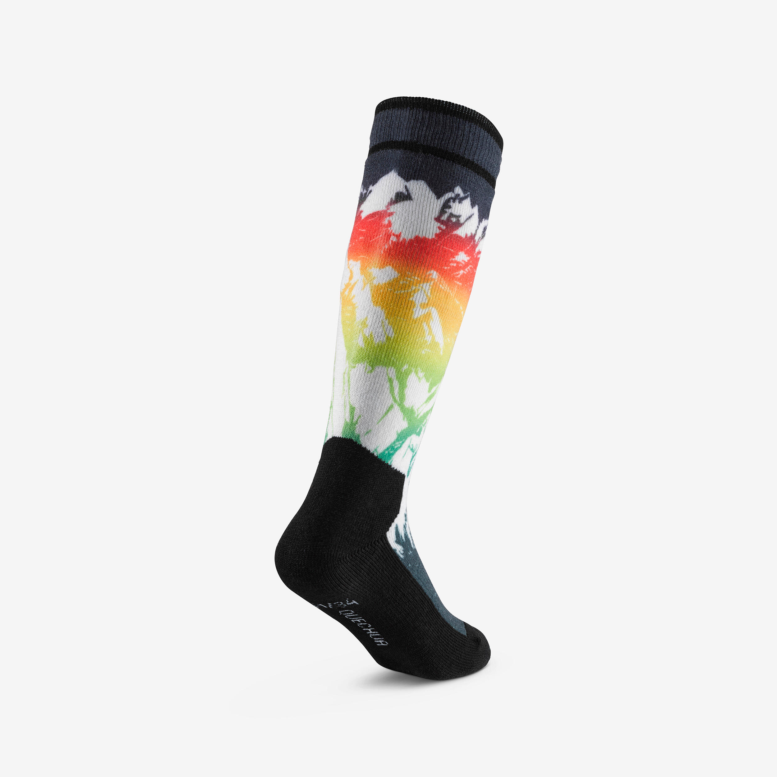 Meias de ski quentes criança, 100 estampado floresta 5/8