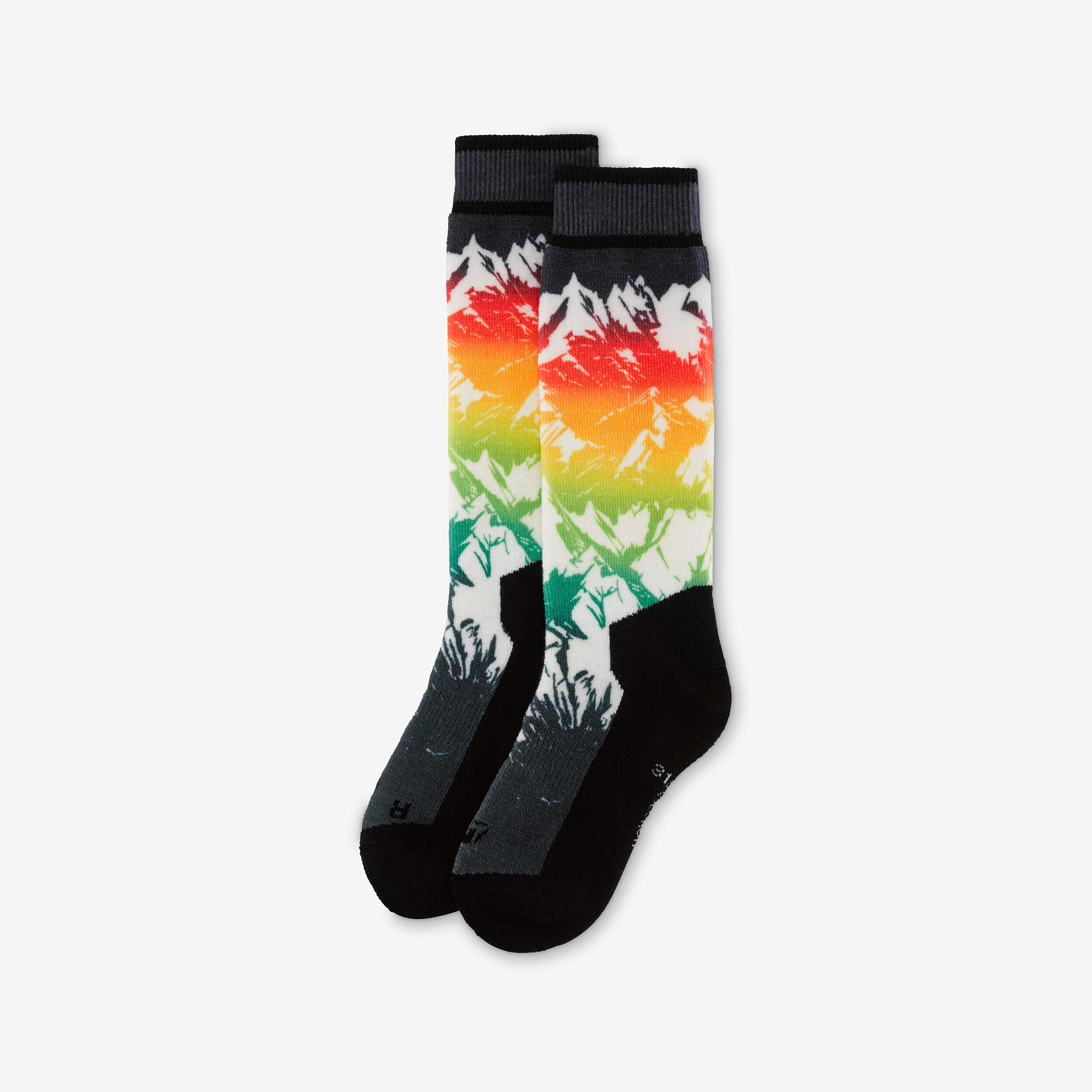 Meias de ski quentes criança, 100 estampado floresta 4/8