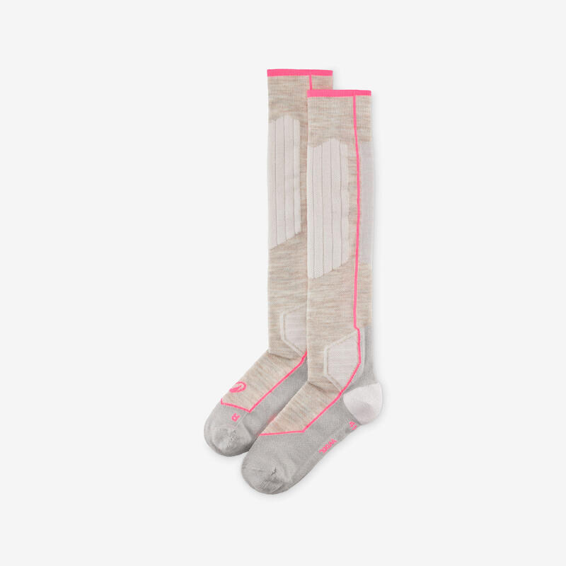 Yetişkin Yün Kayak/Snowboard Çorabı - Beyaz - 900 Wool