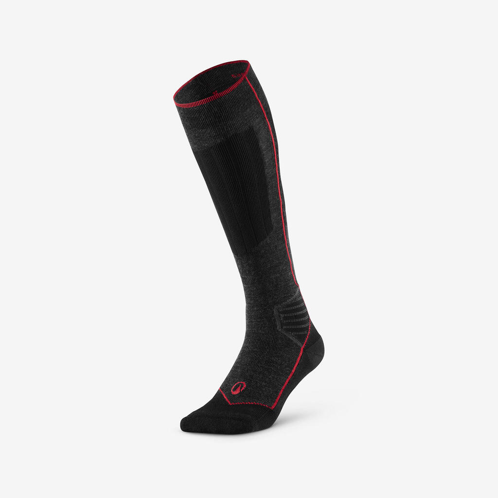 Μάλλινες κάλτσες ενηλίκων για σκι και snowboard - 900 WOOL - Μαύρο 