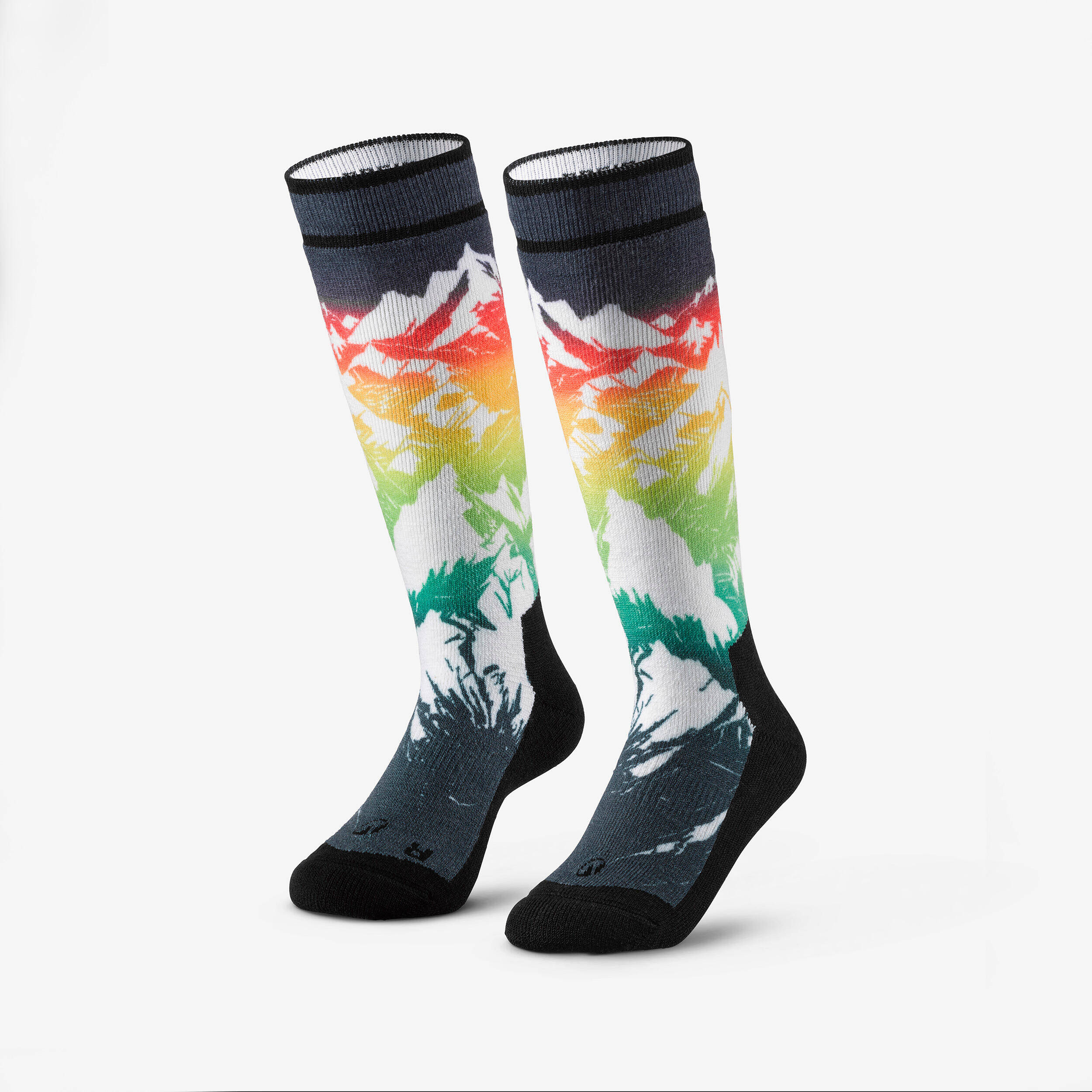 Kids’ warm ski socks, 100 - Forest pattern -  2