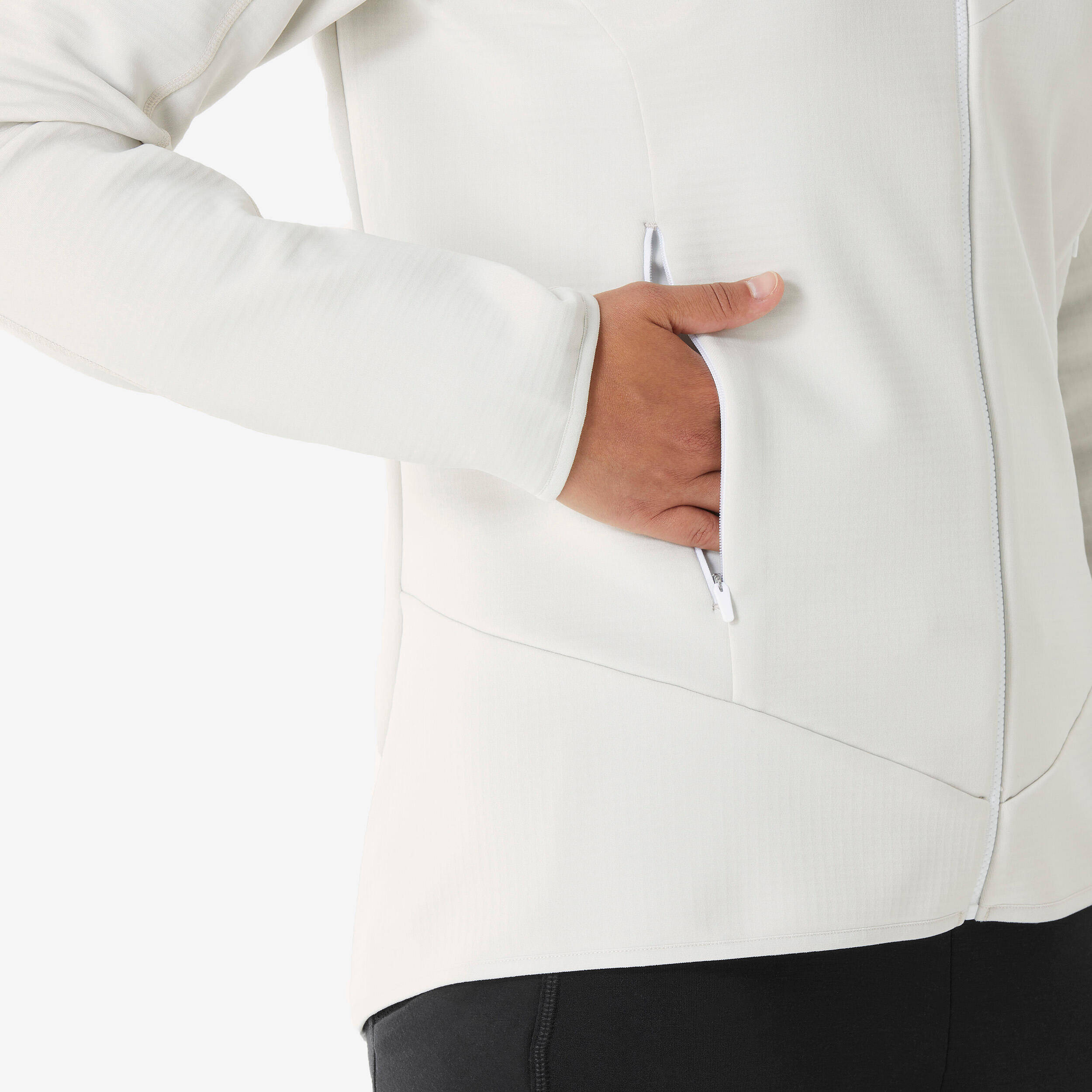 Women’s mountain hiking fleece jacket, MH500 Full Zip - White -  4