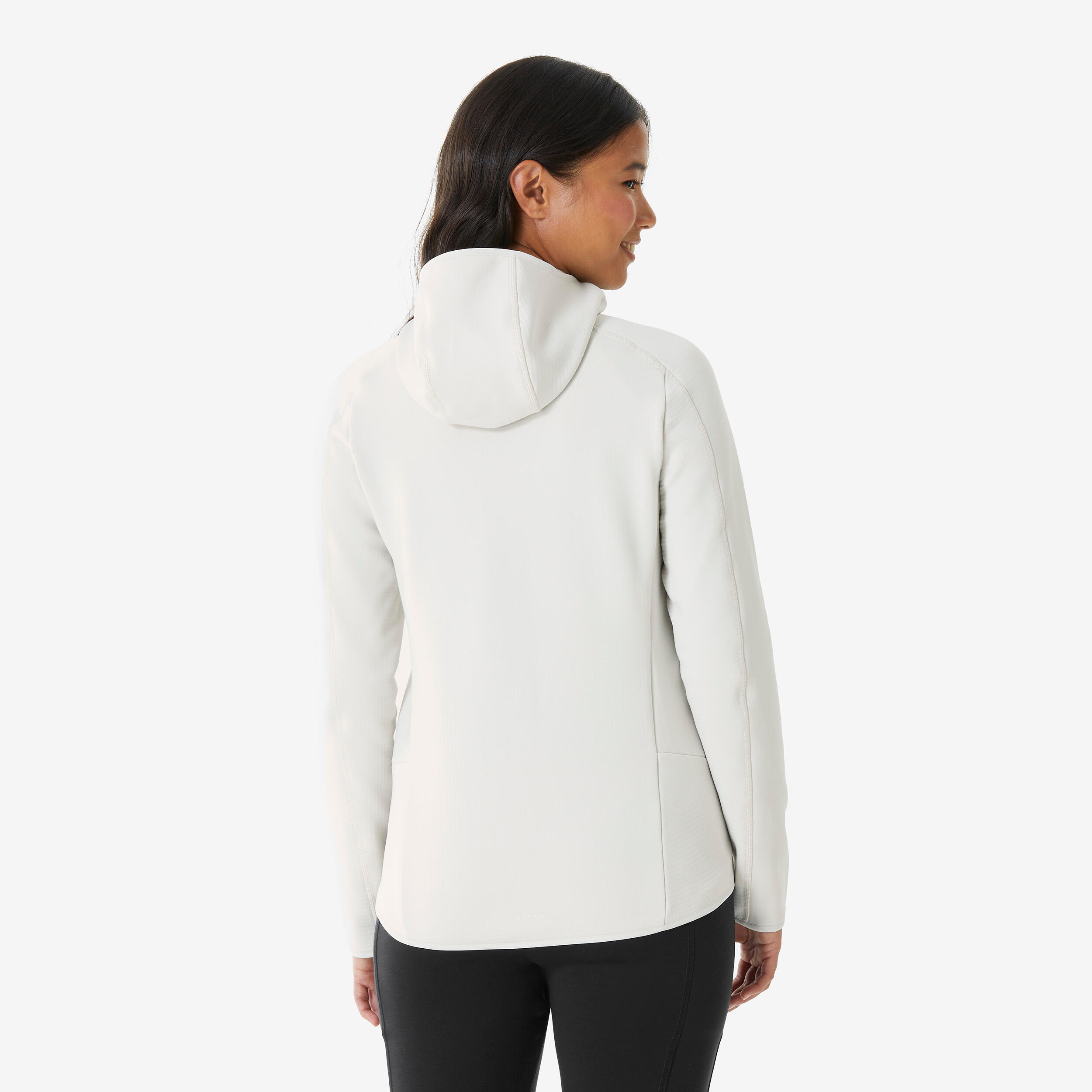 Women’s mountain hiking fleece jacket, MH500 Full Zip - White